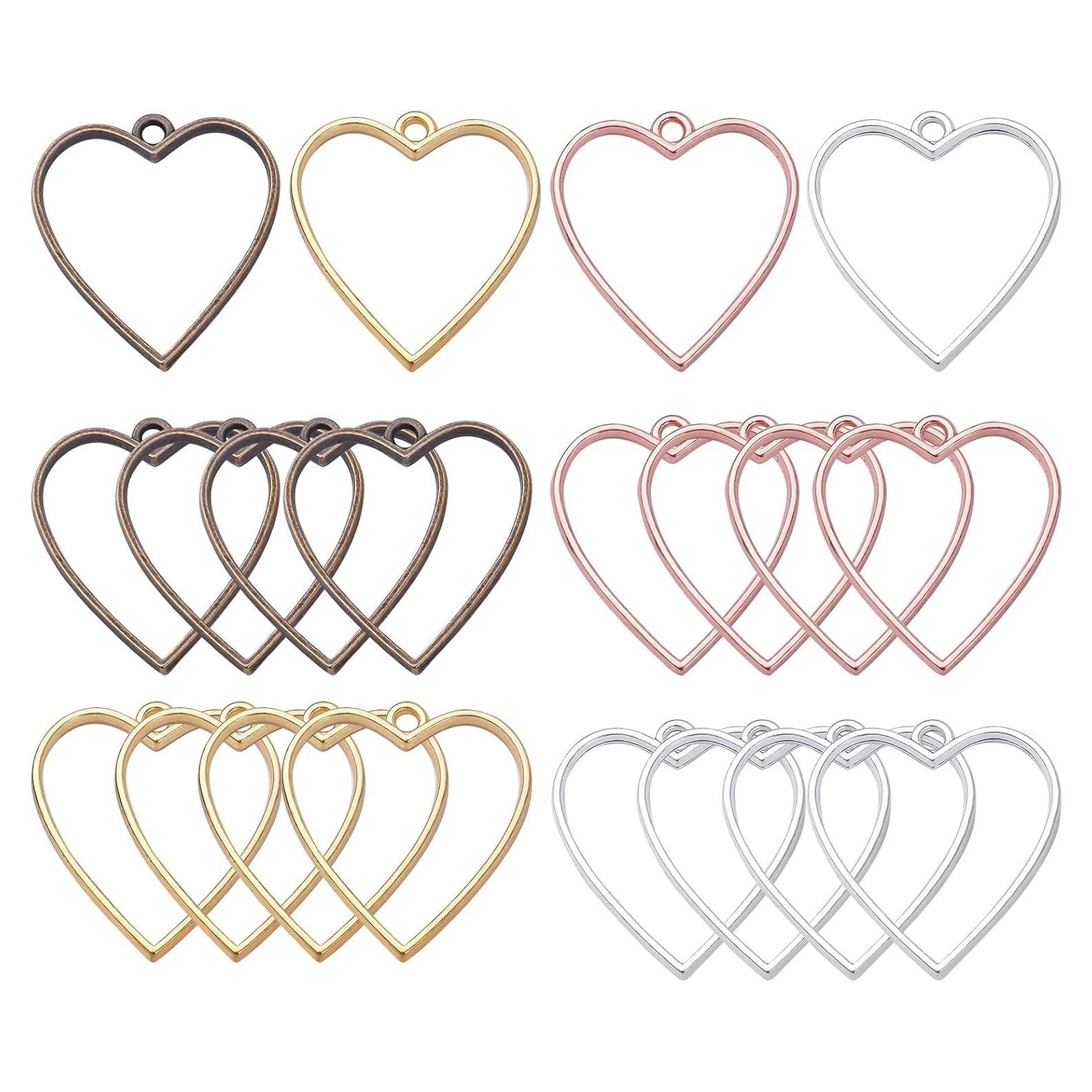 Abalorios de Bezel Abierto Hmjpng - 20pcs Corazón y Flor