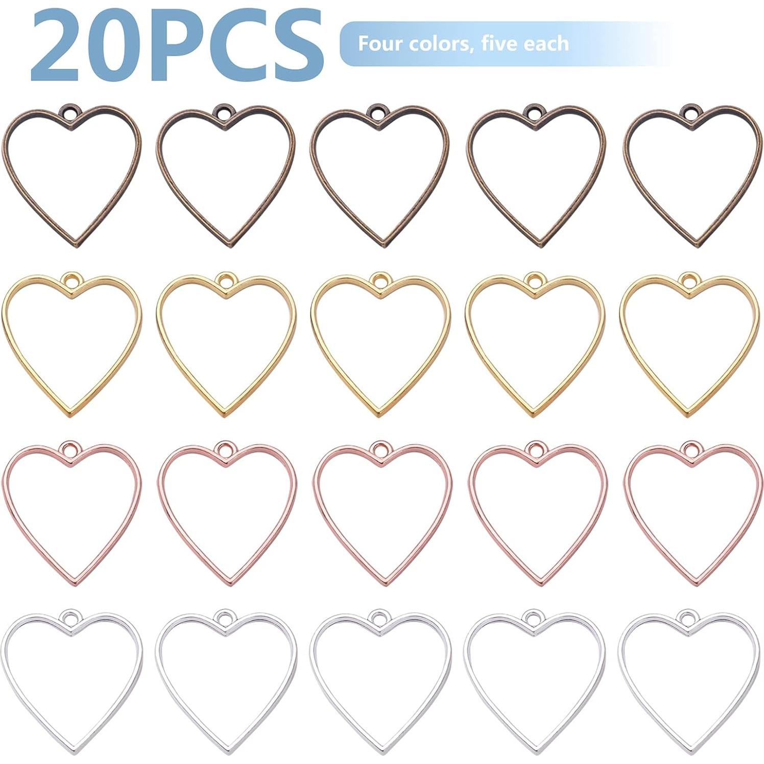 Abalorios de Bezel Abierto Hmjpng - 20pcs Corazón y Flor