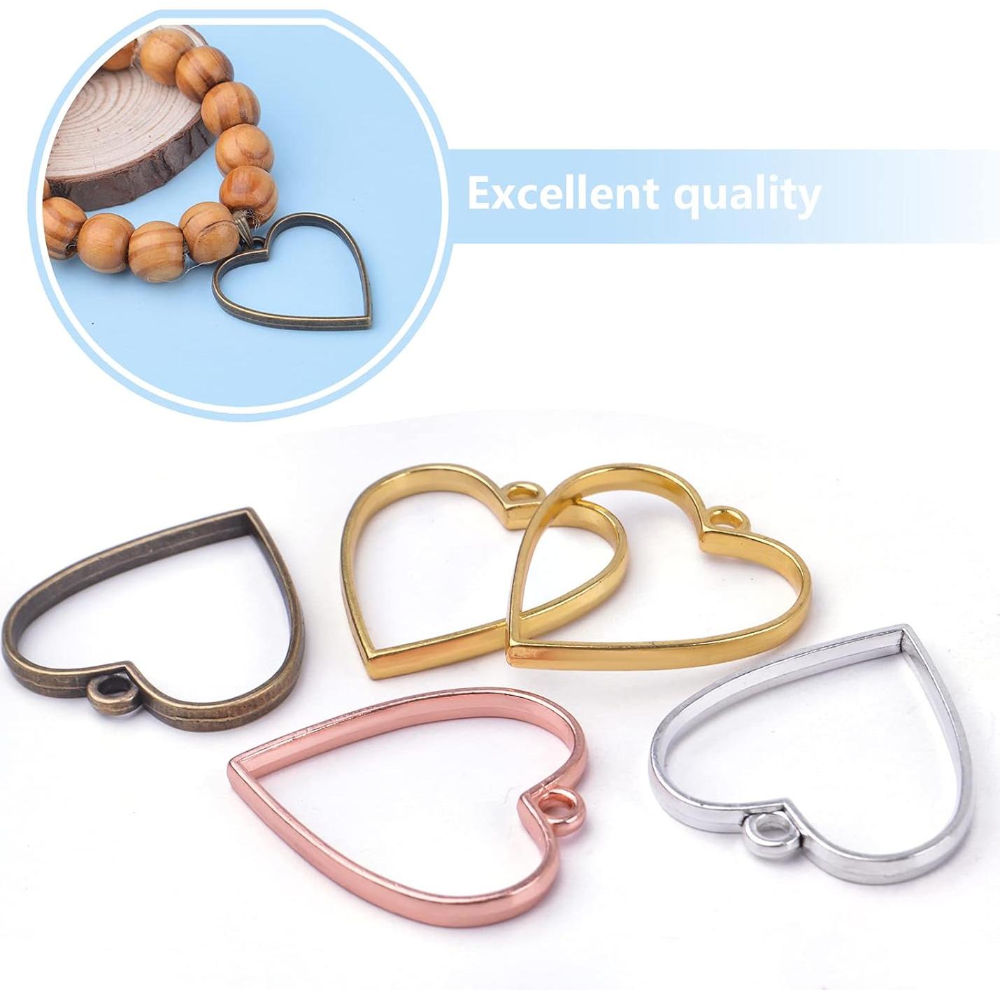 Abalorios de Bezel Abierto Hmjpng - 20pcs Corazón y Flor