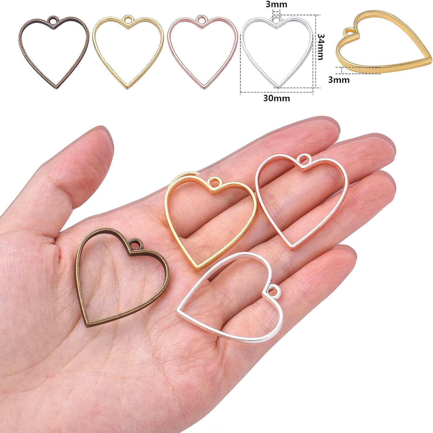 Abalorios de Bezel Abierto Hmjpng - 20pcs Corazón y Flor