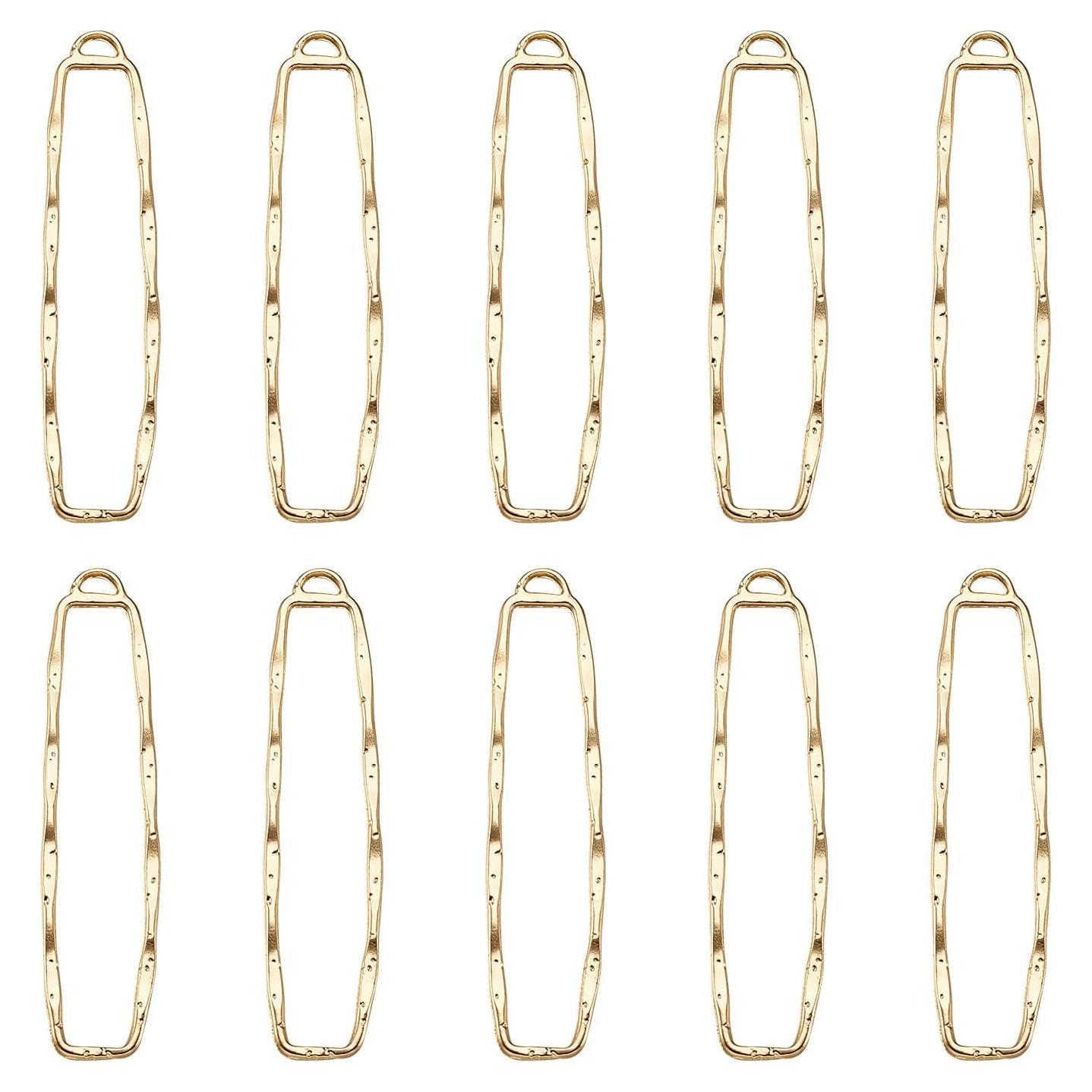 10 Encantos Rectangulares Huecos PandaHall para Joyería DIY