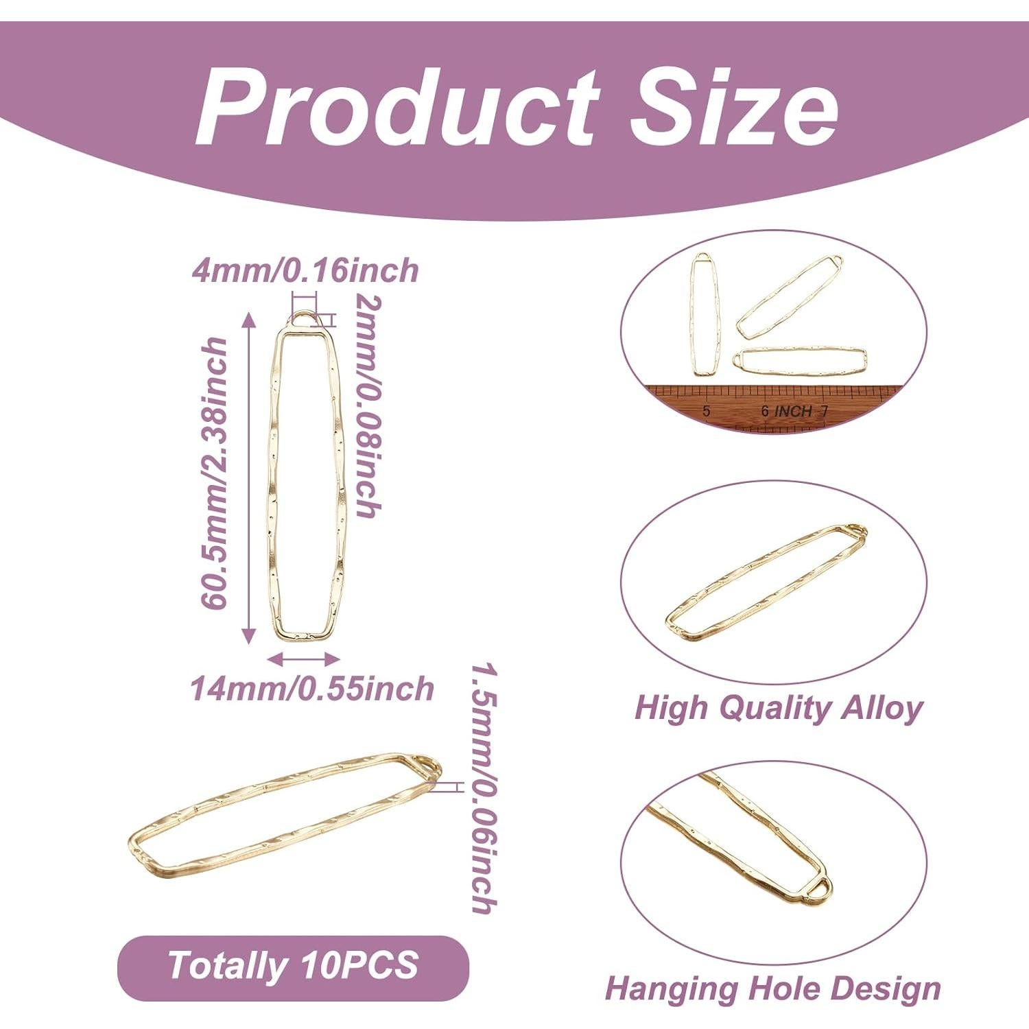 10 Encantos Rectangulares Huecos PandaHall para Joyería DIY