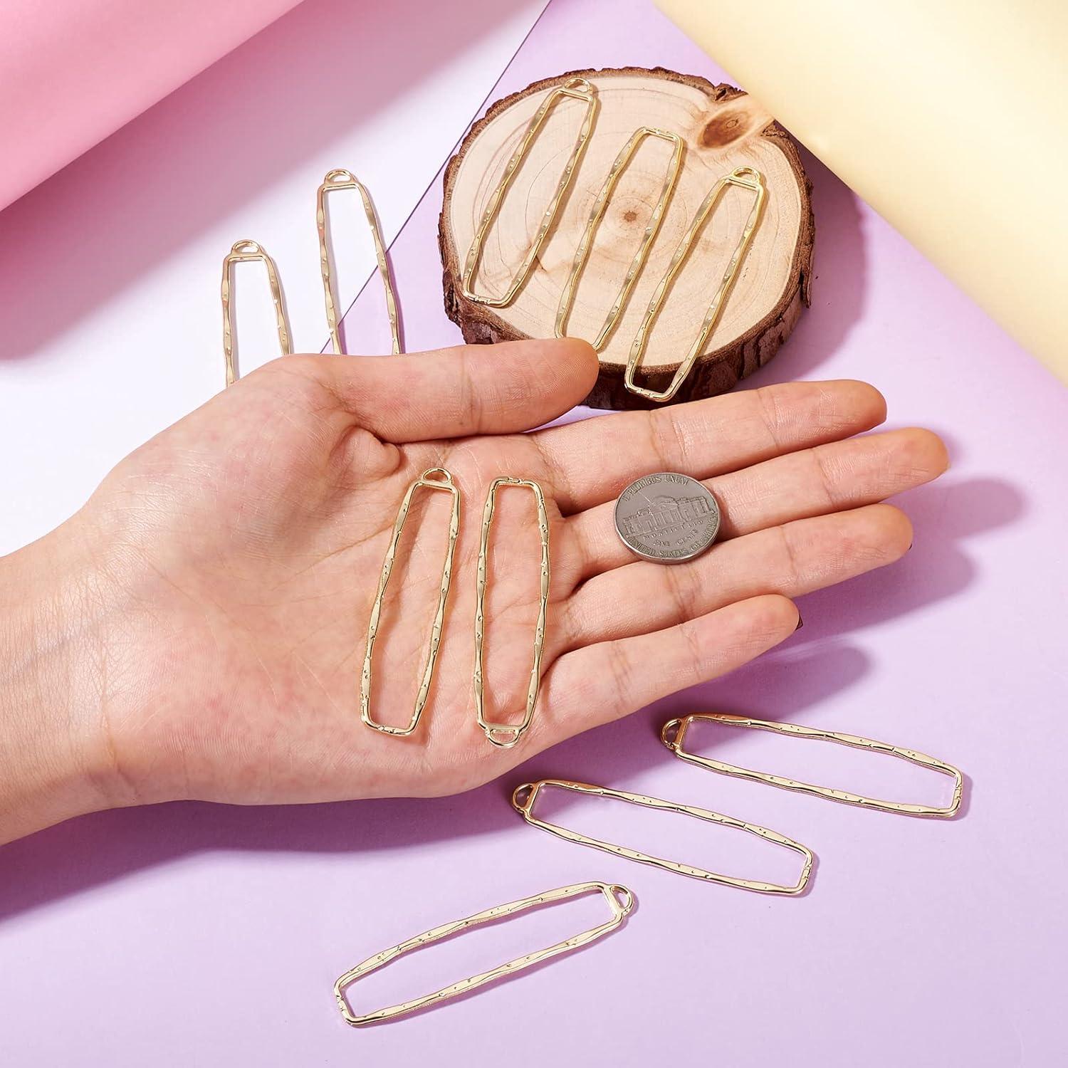 10 Encantos Rectangulares Huecos PandaHall para Joyería DIY