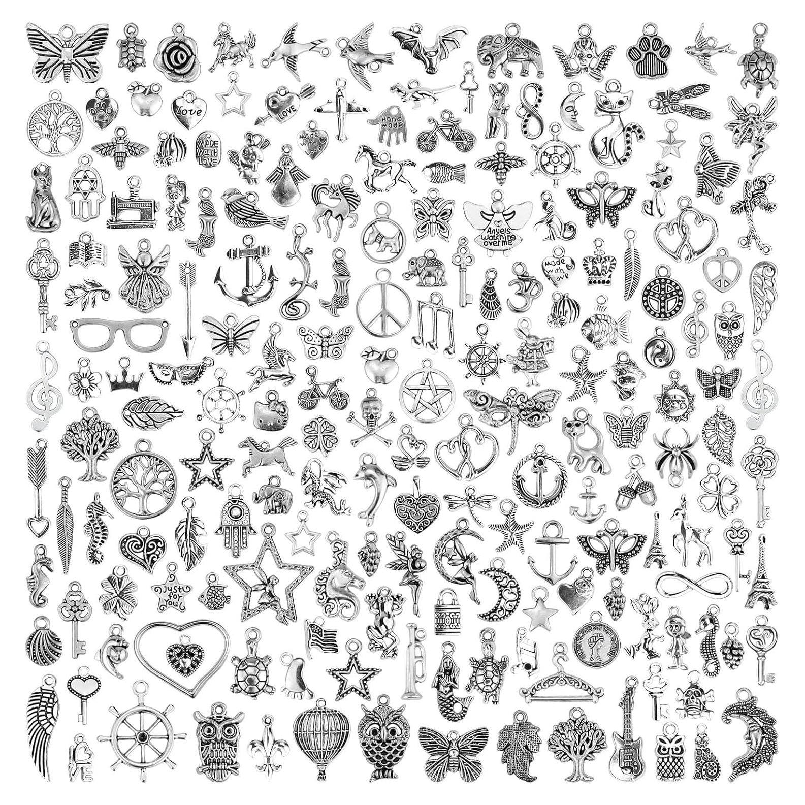 200 Piezas Encantos de Plata Tibetana JIALEEY para DIY Joyas