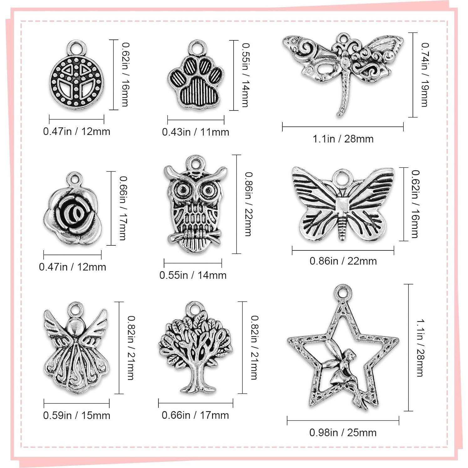 200 Piezas Encantos de Plata Tibetana JIALEEY para DIY Joyas