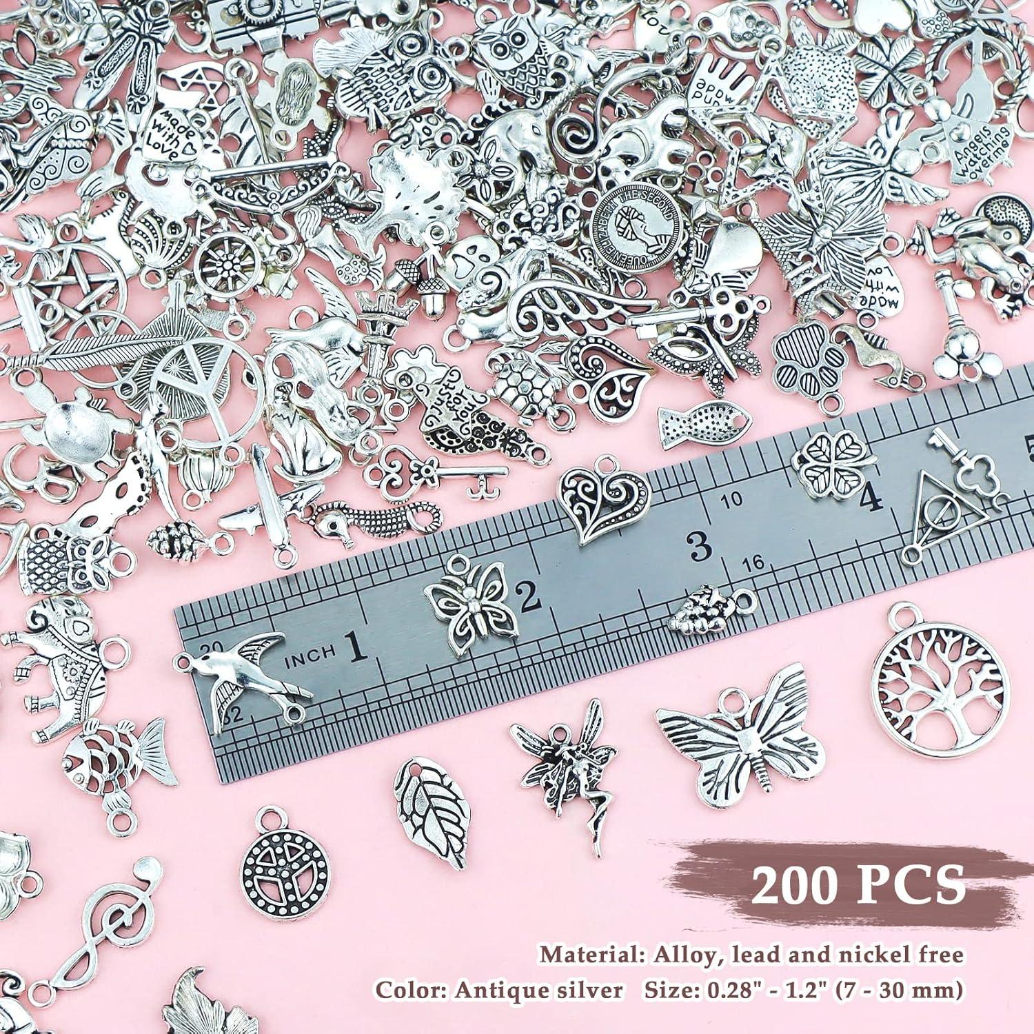 200 Piezas Encantos de Plata Tibetana JIALEEY para DIY Joyas