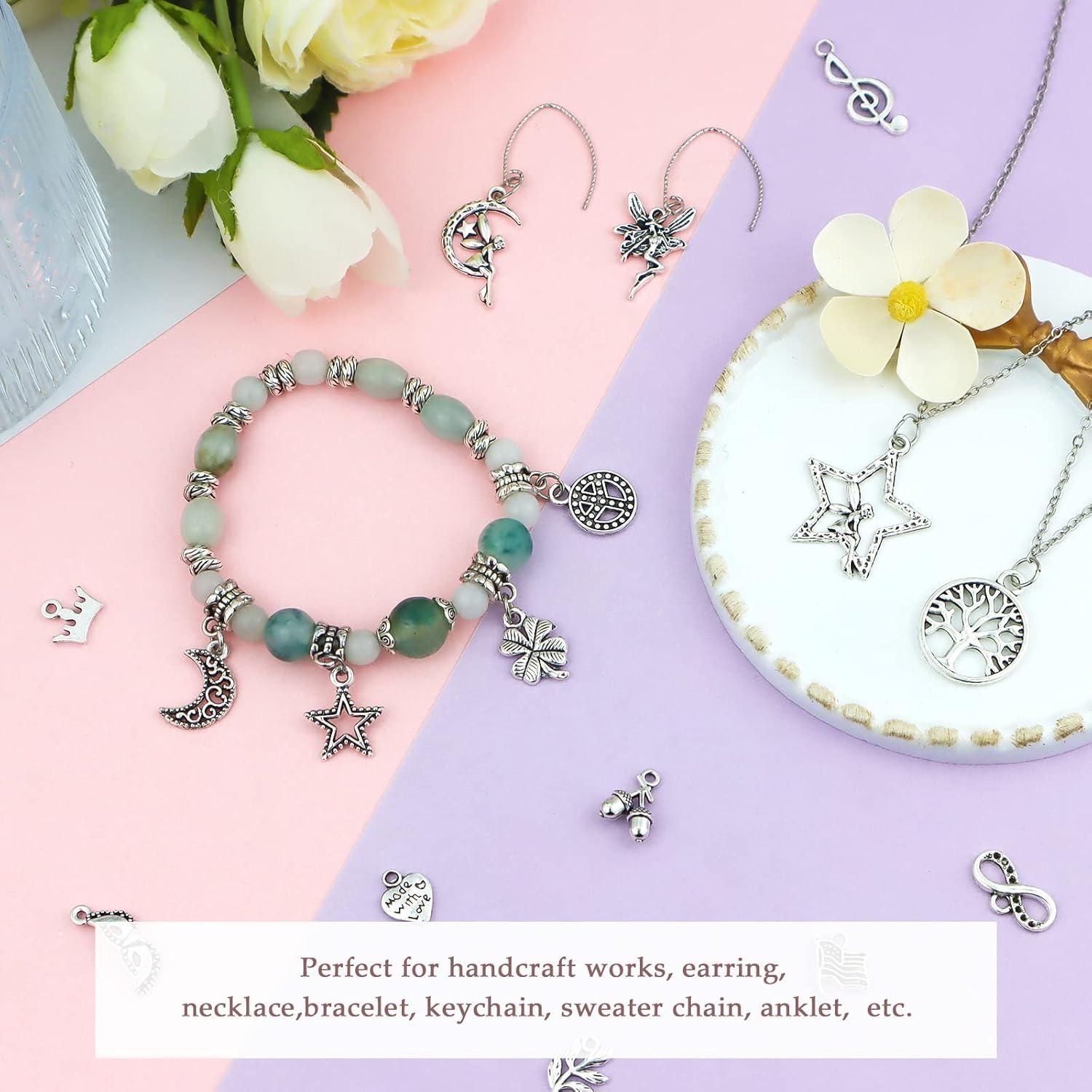 200 Piezas Encantos de Plata Tibetana JIALEEY para DIY Joyas