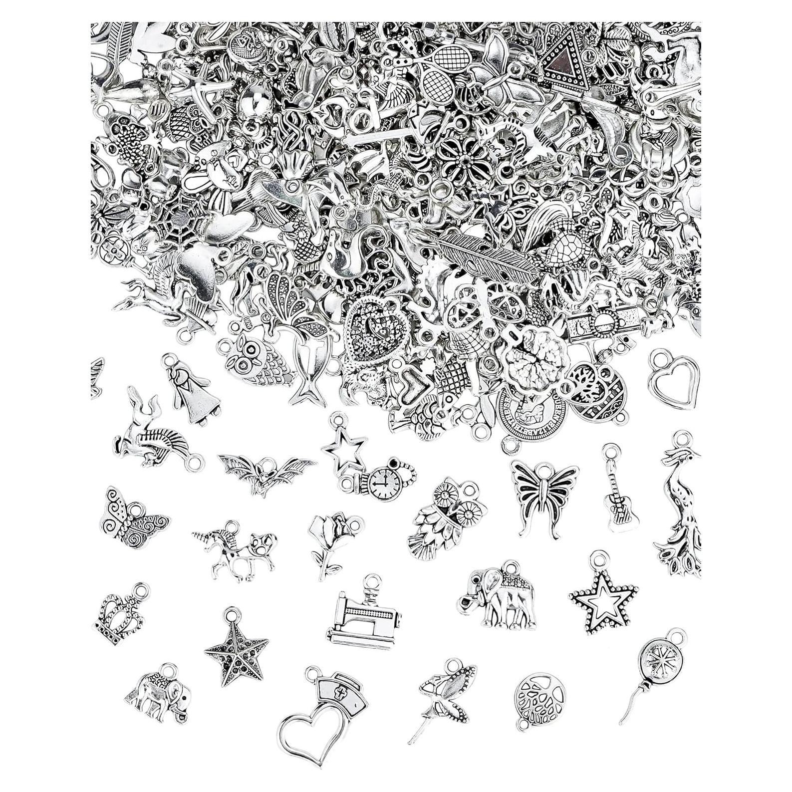 Encantos de Joyería JIALEEY 400 Piezas Aleación Plata Tibetana