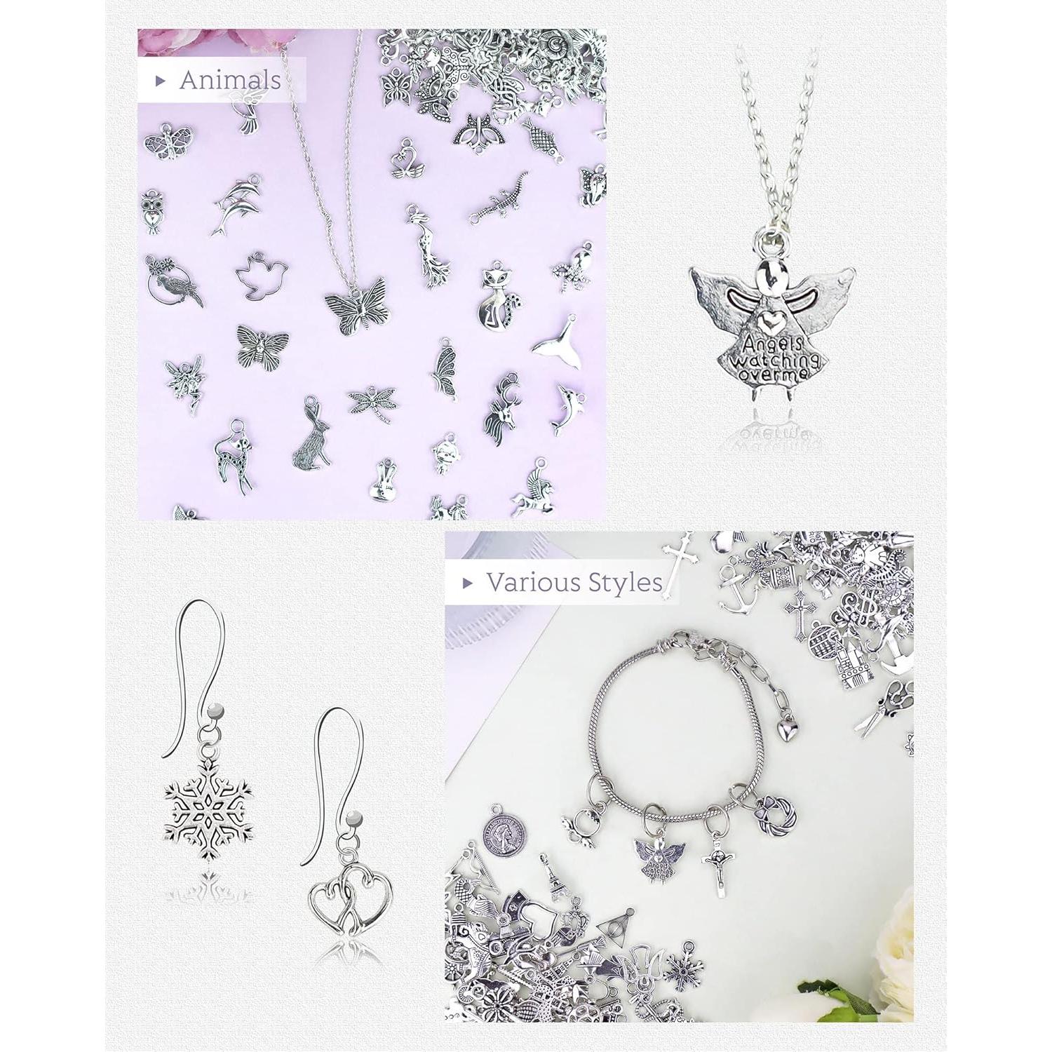 Encantos de Joyería JIALEEY 400 Piezas Aleación Plata Tibetana