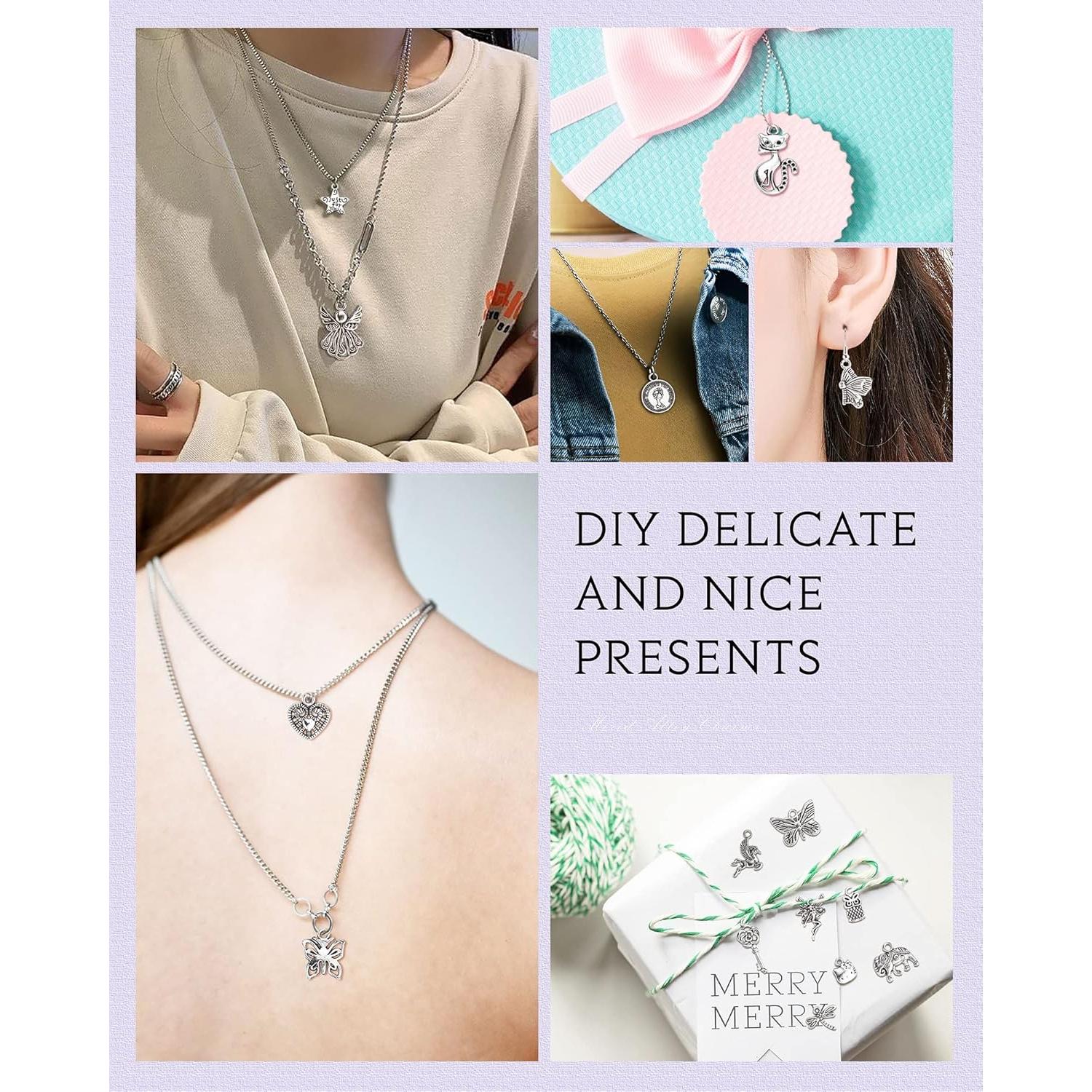 Encantos de Joyería JIALEEY 400 Piezas Aleación Plata Tibetana