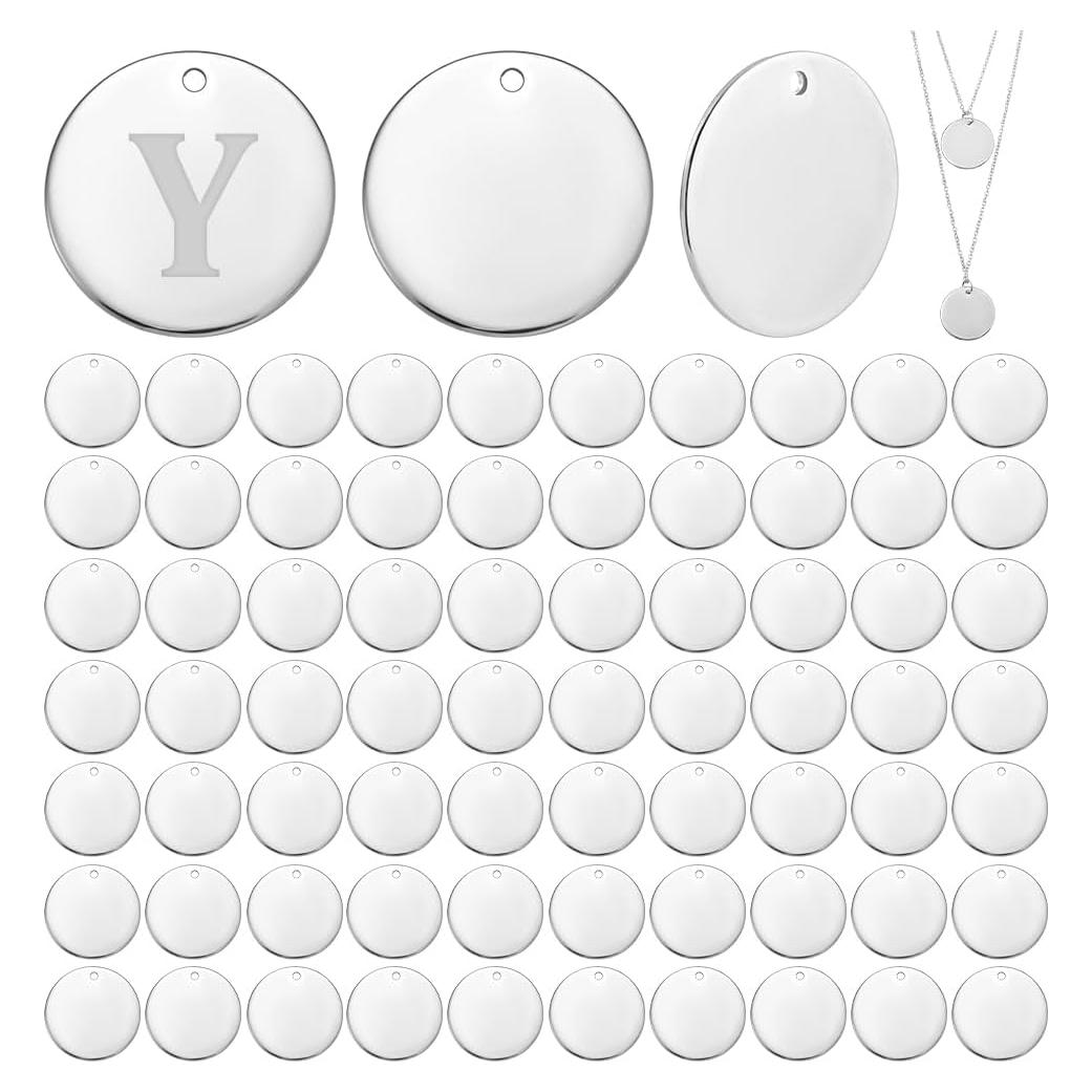 Etiquetas Redondas en Blanco 20mm PH PandaHall - 80pcs Acero Inoxidable