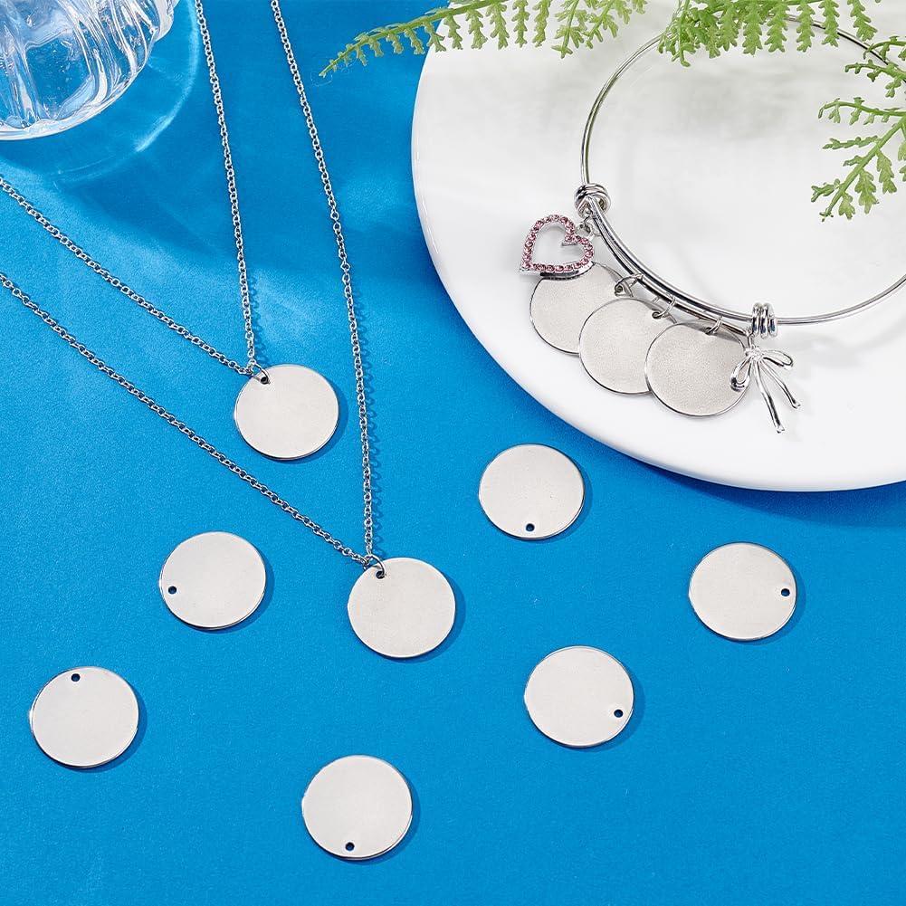 Etiquetas Redondas en Blanco 20mm PH PandaHall - 80pcs Acero Inoxidable