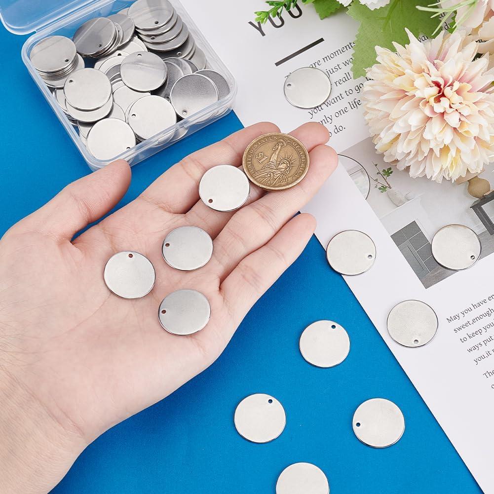 Etiquetas Redondas en Blanco 20mm PH PandaHall - 80pcs Acero Inoxidable