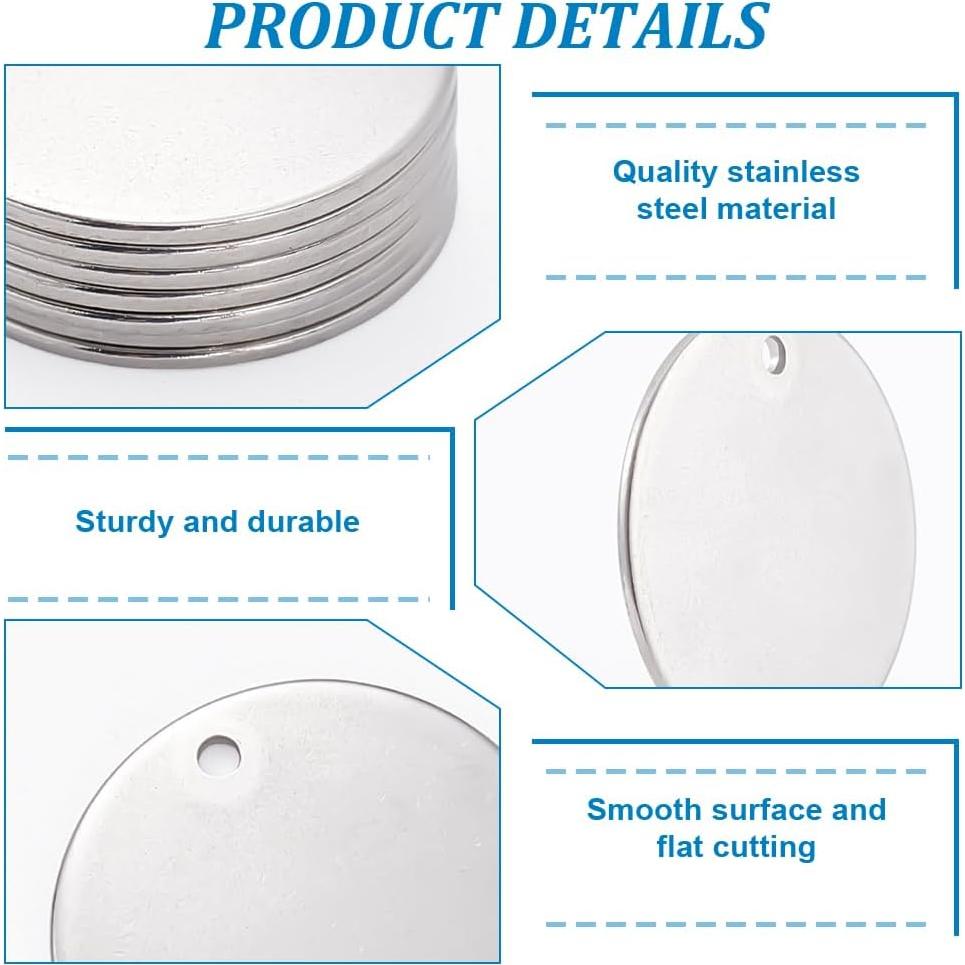 Etiquetas Redondas en Blanco 20mm PH PandaHall - 80pcs Acero Inoxidable