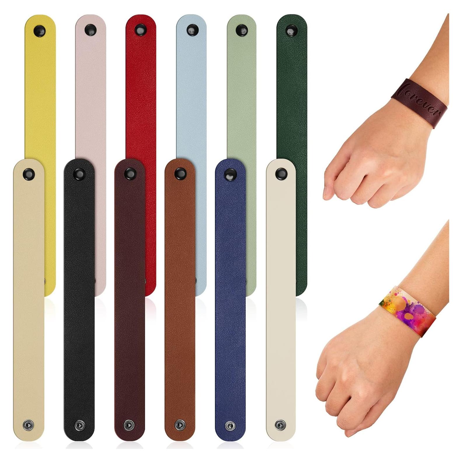 Reginary 12 Pulseras de Cuero en Blanco 22 x 2.5 cm DIY