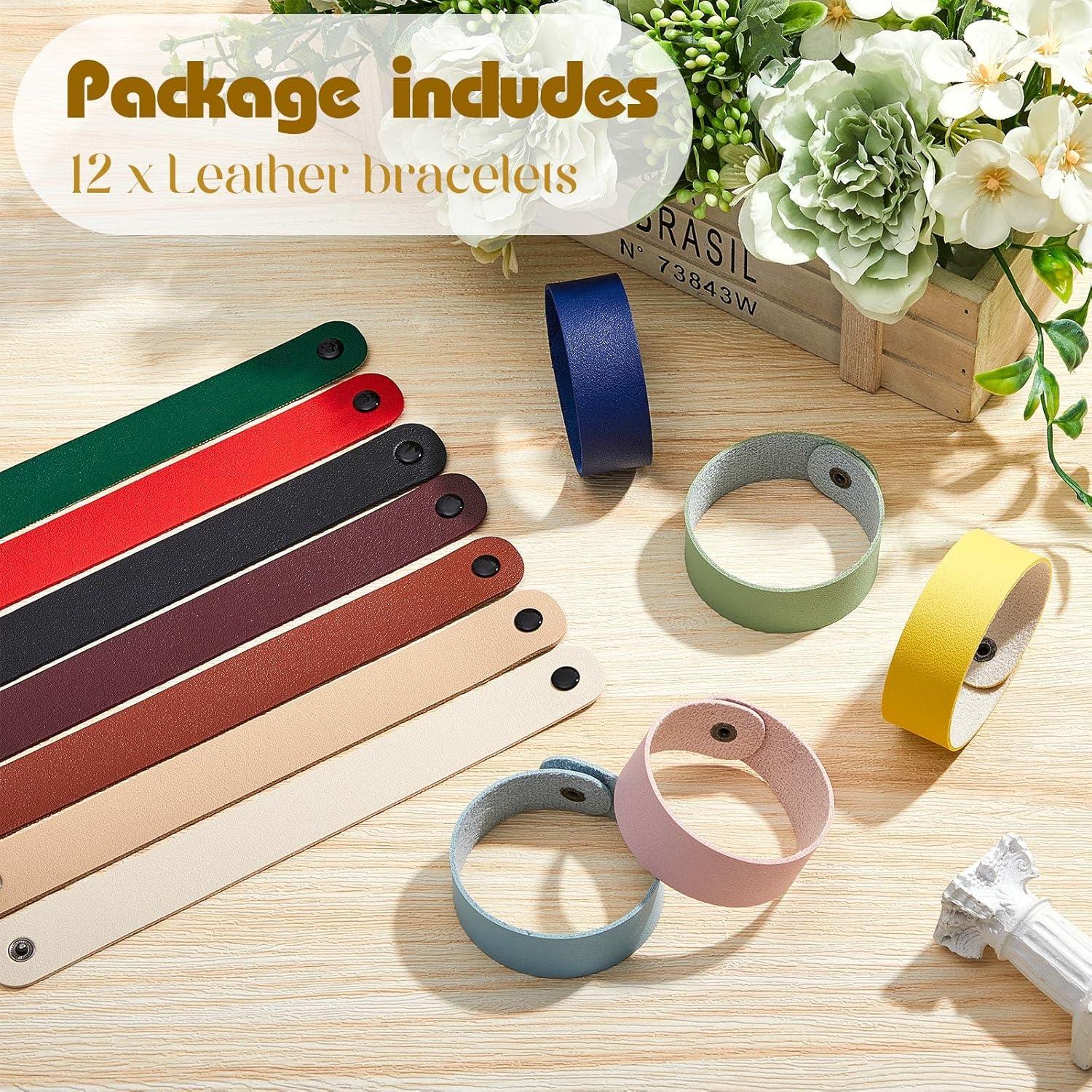 Reginary 12 Pulseras de Cuero en Blanco 22 x 2.5 cm DIY