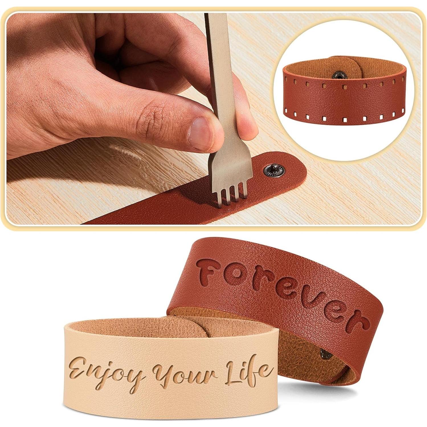 Reginary 12 Pulseras de Cuero en Blanco 22 x 2.5 cm DIY