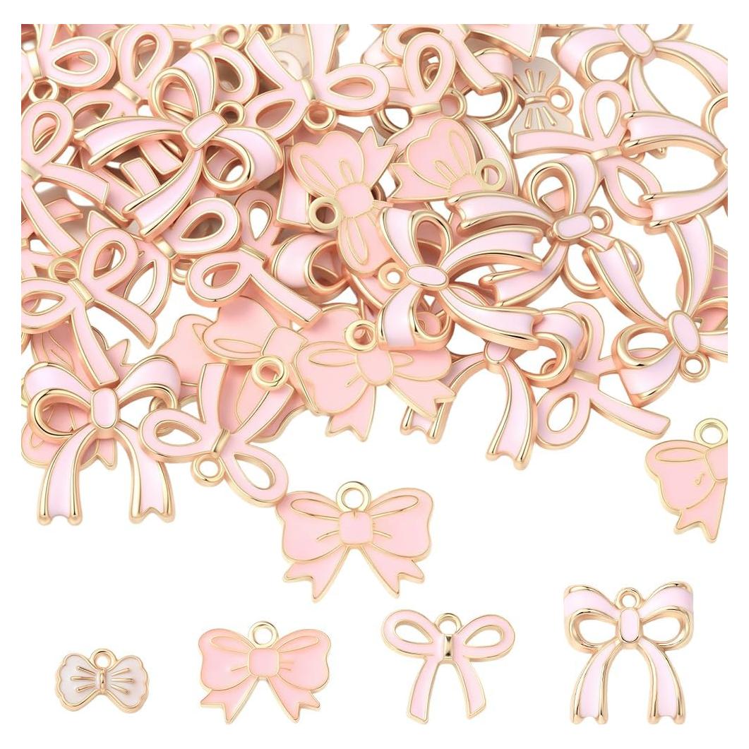 Encantos de Lazo Rosa SUNNYCLUE 40 Piezas para Joyería DIY