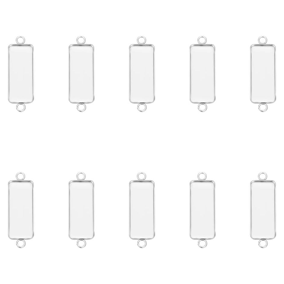 Conectores de Pendientes Rectangulares UNICRAFTALE 25x10mm Acero Inoxidable