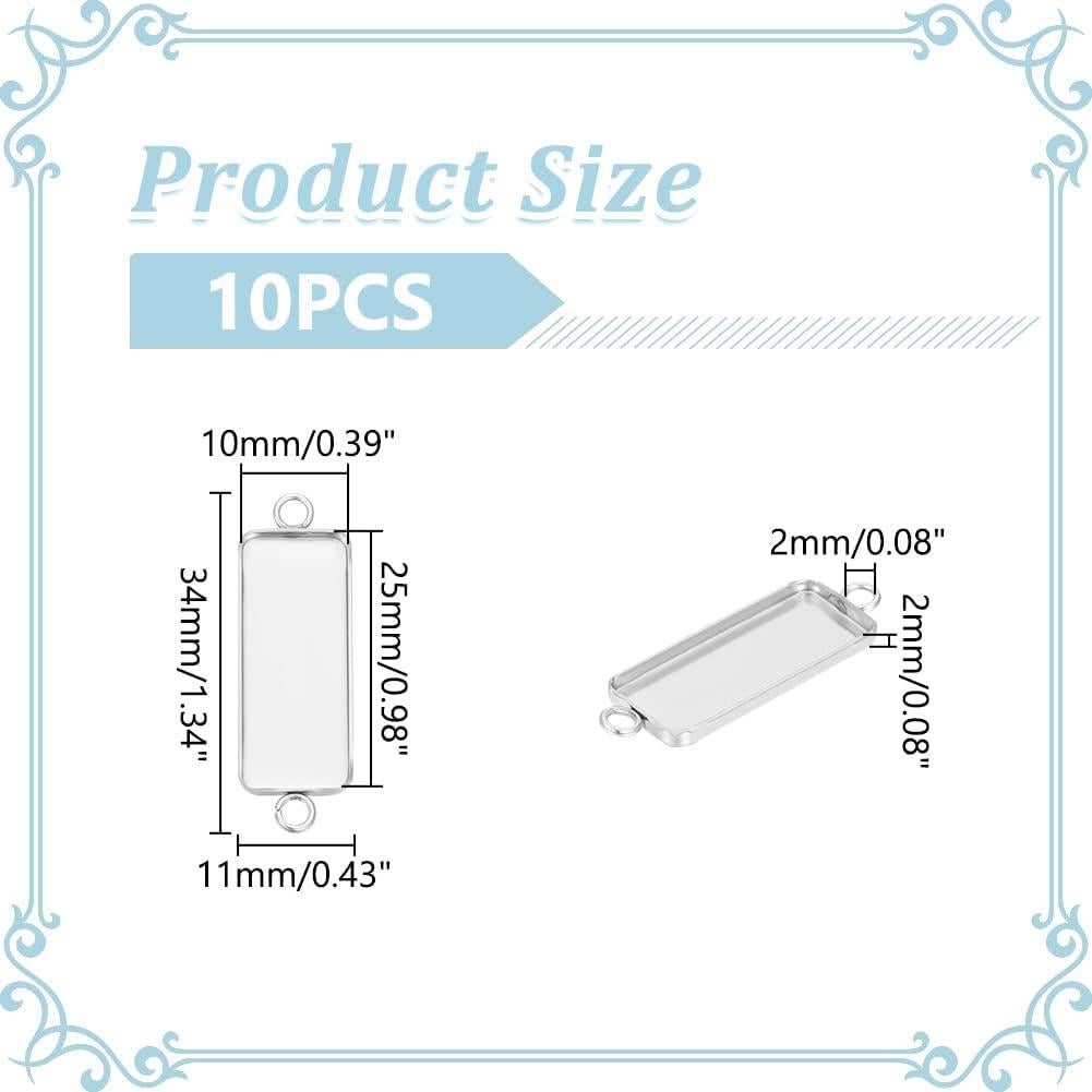 Conectores de Pendientes Rectangulares UNICRAFTALE 25x10mm Acero Inoxidable