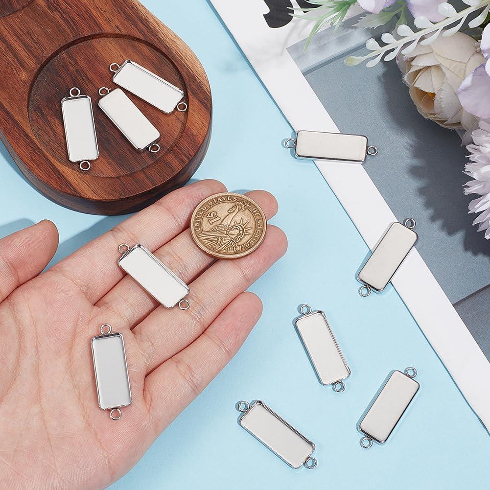 Conectores de Pendientes Rectangulares UNICRAFTALE 25x10mm Acero Inoxidable