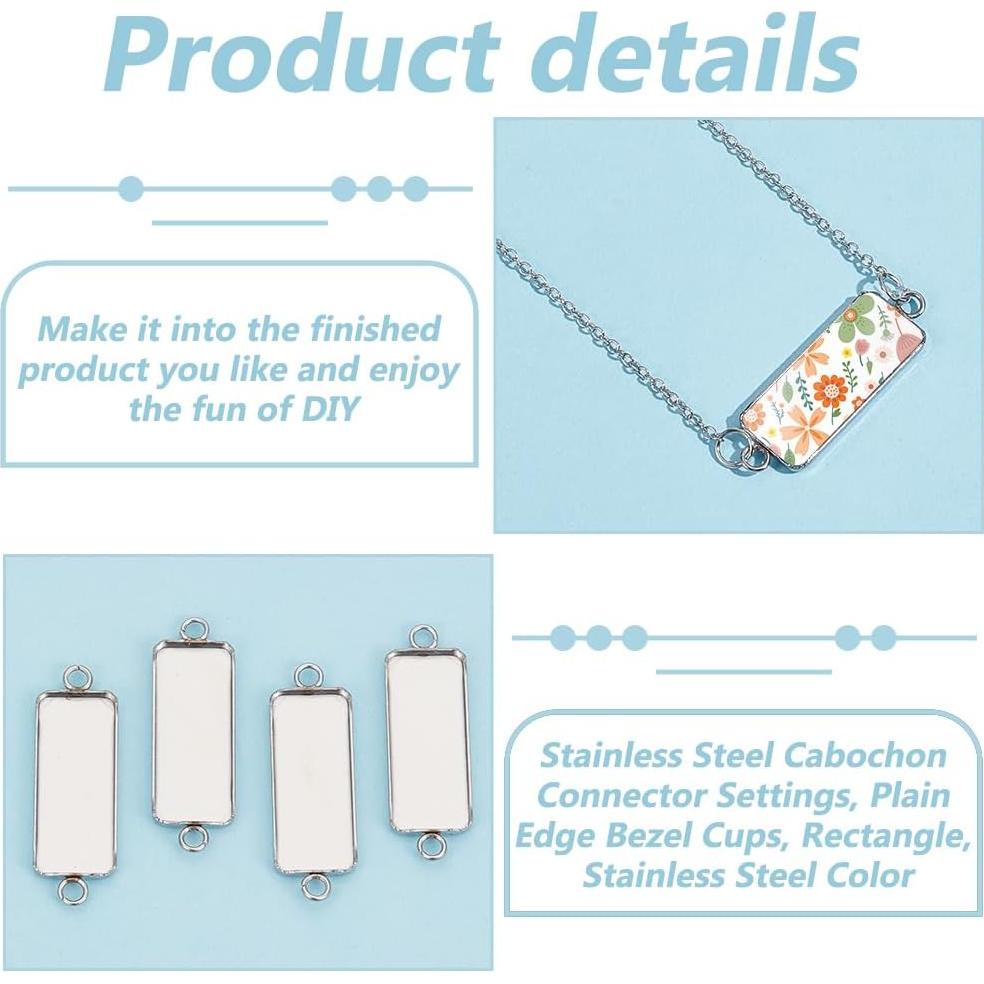 Conectores de Pendientes Rectangulares UNICRAFTALE 25x10mm Acero Inoxidable