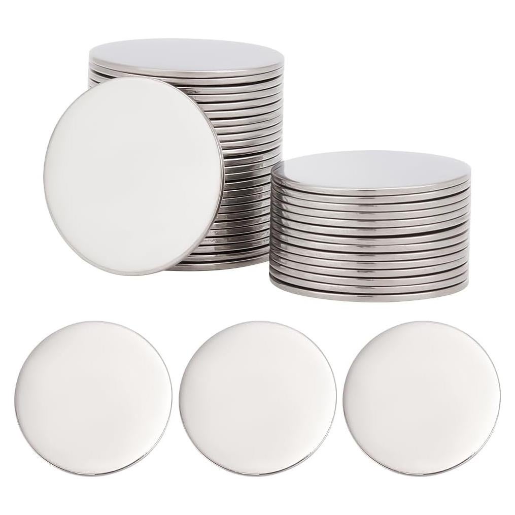 Etiquetas de Sello Planas Redondas PH PandaHall 50 pcs Acero Inoxidable 25mm