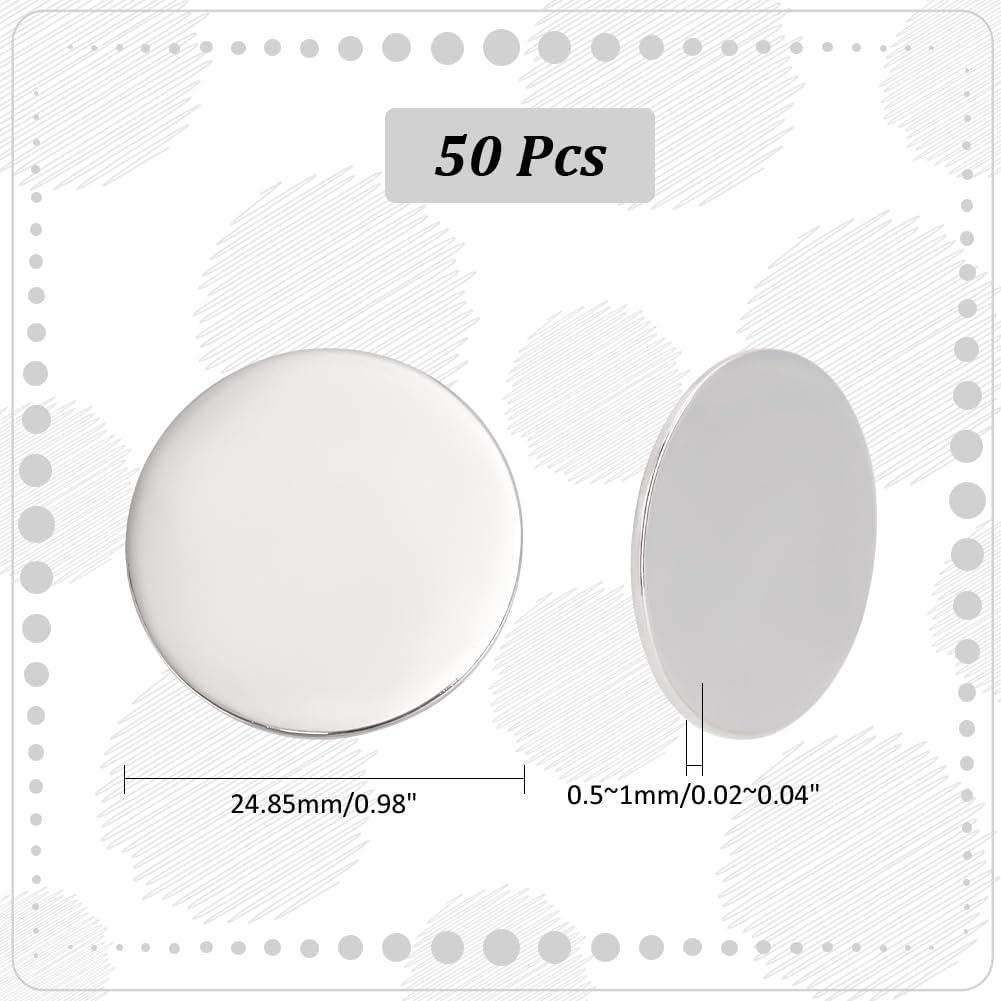 Etiquetas de Sello Planas Redondas PH PandaHall 50 pcs Acero Inoxidable 25mm
