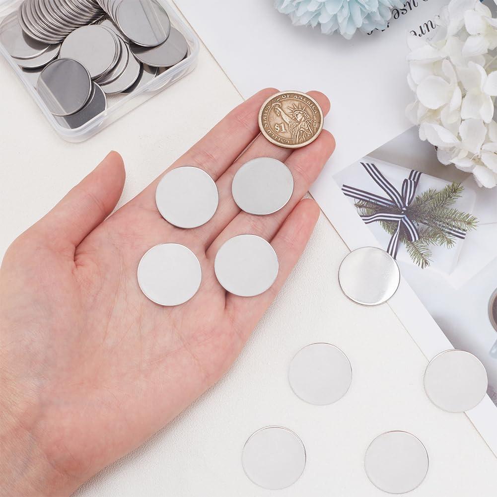 Etiquetas de Sello Planas Redondas PH PandaHall 50 pcs Acero Inoxidable 25mm