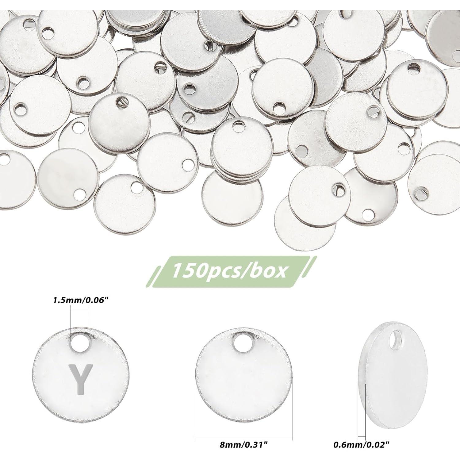 Etiquetas Redondas en Blanco PH PandaHall 100 Pcs 8mm Acero Inoxidable