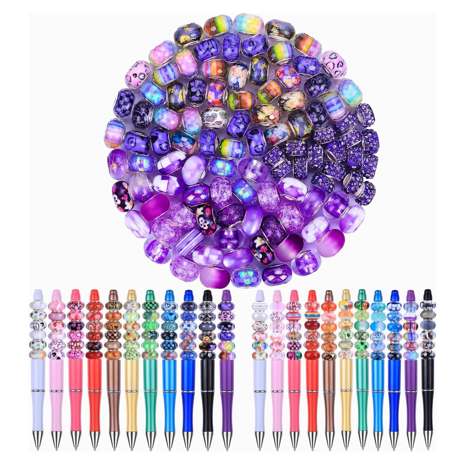 AIPRIDY 130 Perlas de Joyería de Gran Agujero Coloridas