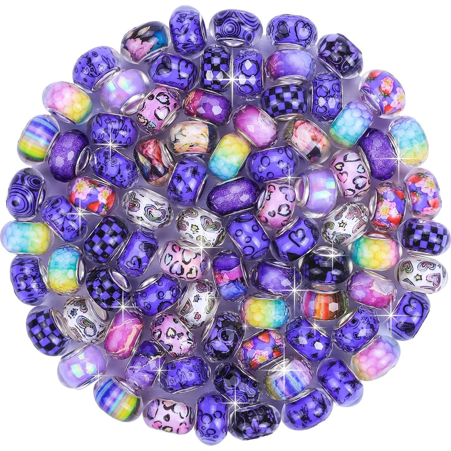 AIPRIDY 130 Perlas de Joyería de Gran Agujero Coloridas