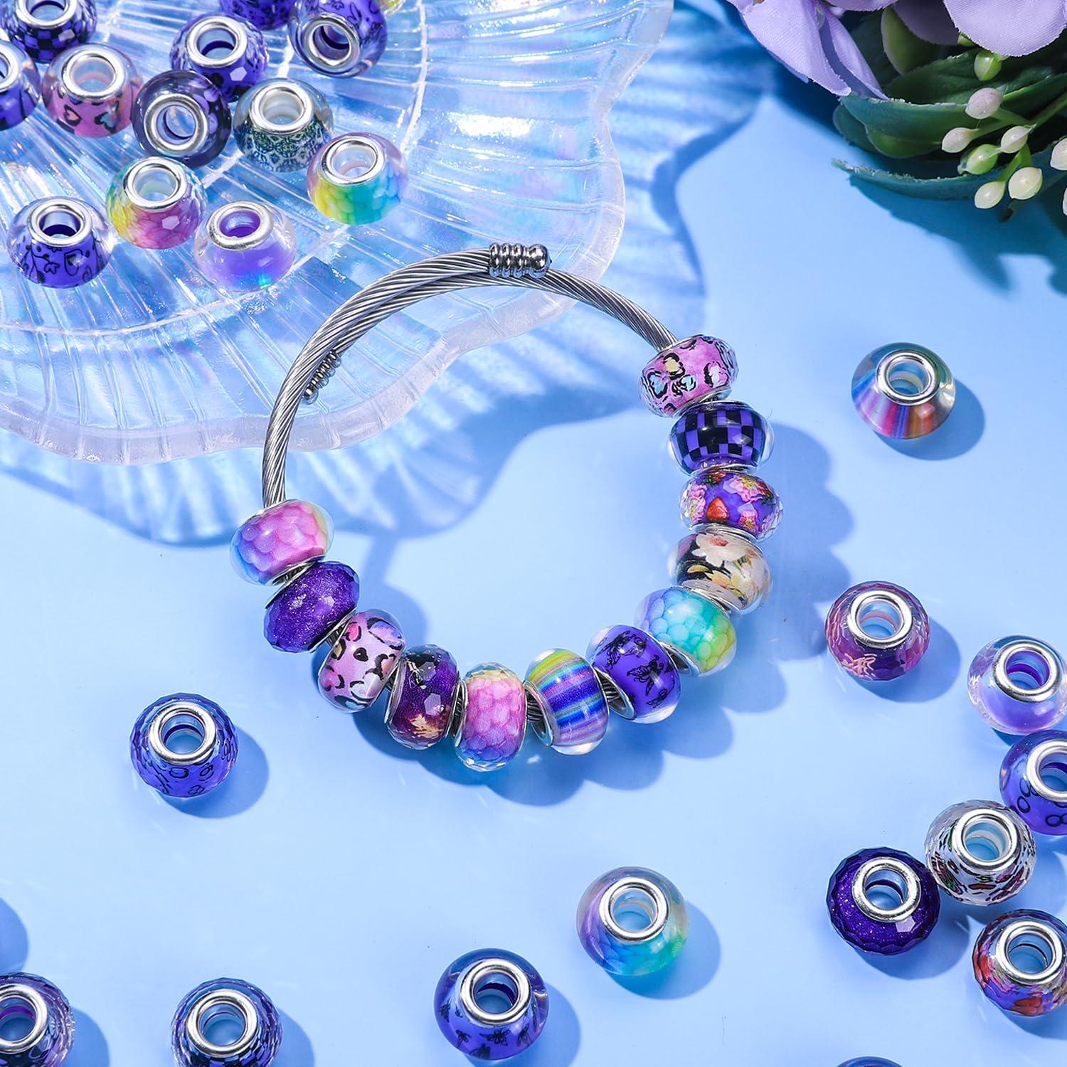 AIPRIDY 130 Perlas de Joyería de Gran Agujero Coloridas