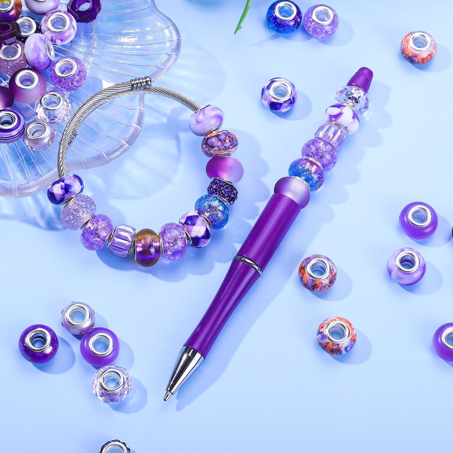 AIPRIDY 130 Perlas de Joyería de Gran Agujero Coloridas