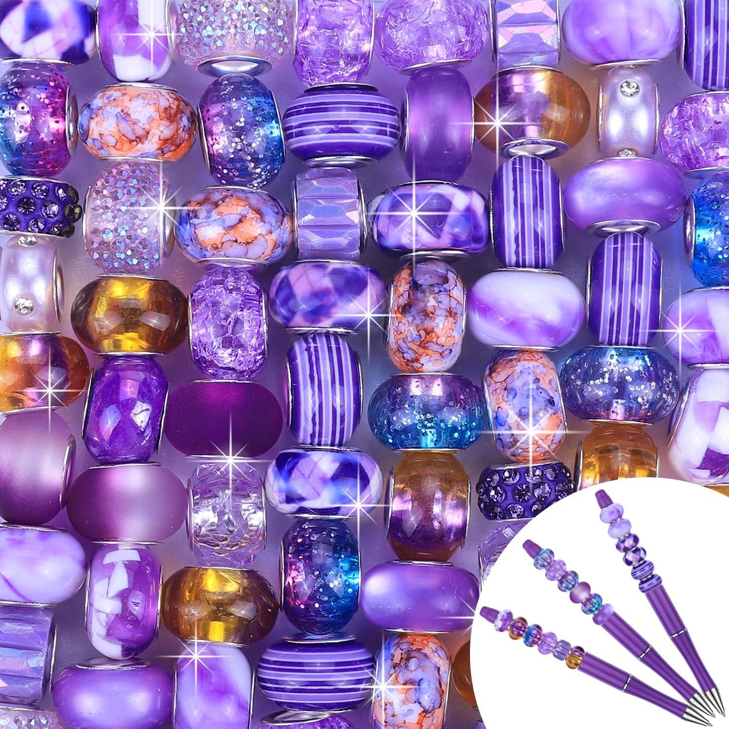 AIPRIDY 130 Perlas de Joyería de Gran Agujero Coloridas