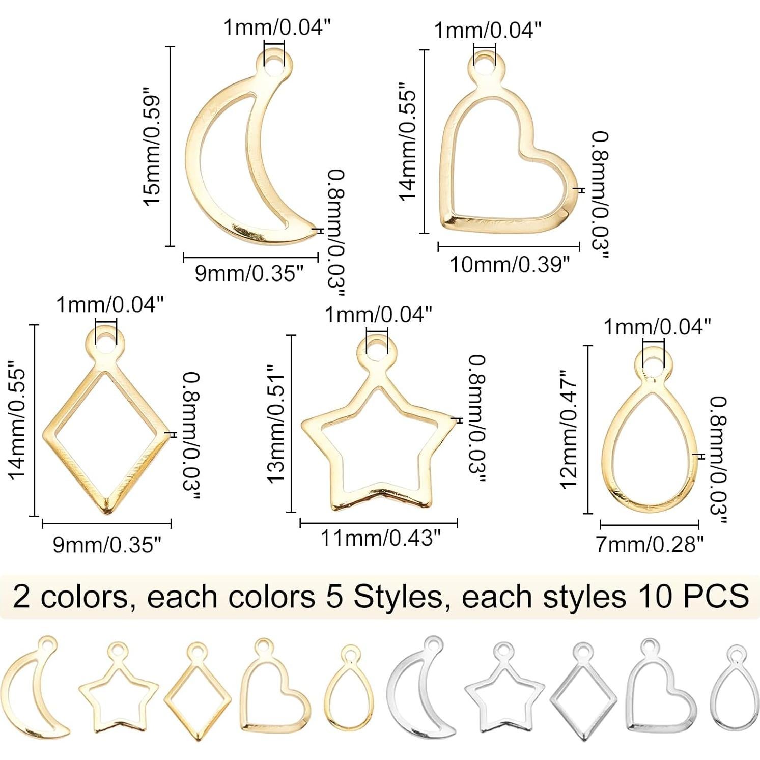 PH PandaHall 100 Piezas Bezels Abiertos Acero Inoxidable DIY