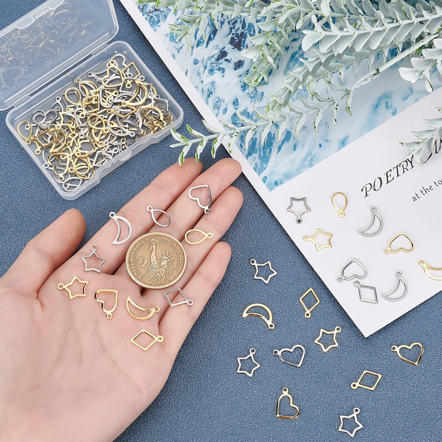 PH PandaHall 100 Piezas Bezels Abiertos Acero Inoxidable DIY