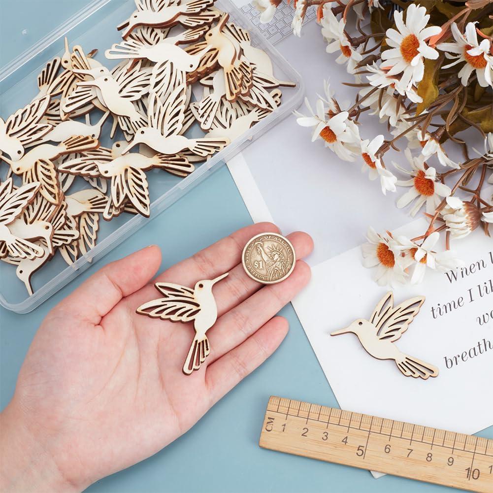 50 Encantos de Madera Natural PH PandaHall para Manualidades DIY