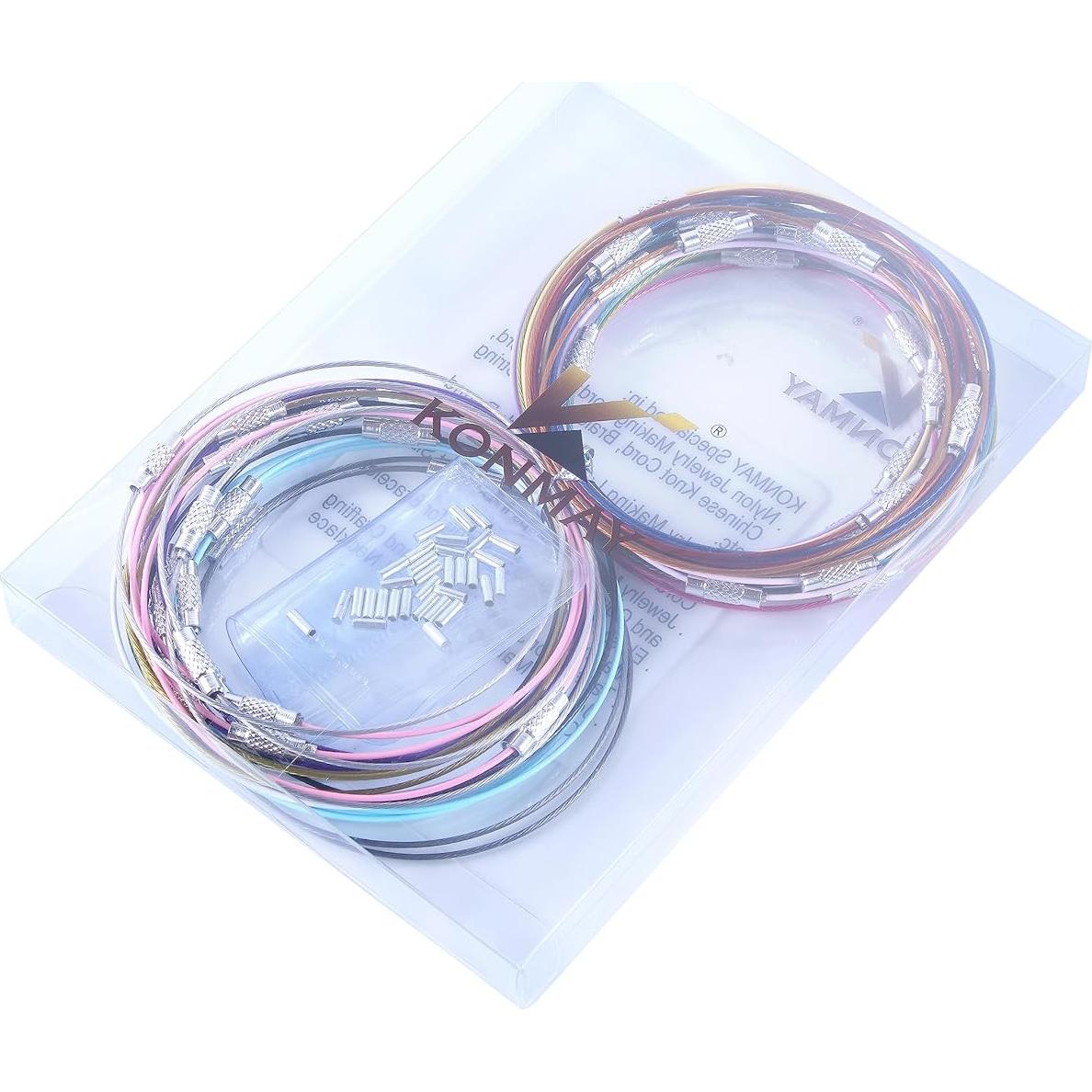 KONMAY Pulseras de Alambre Ajustables 50pcs 24cm Acero Inoxidable