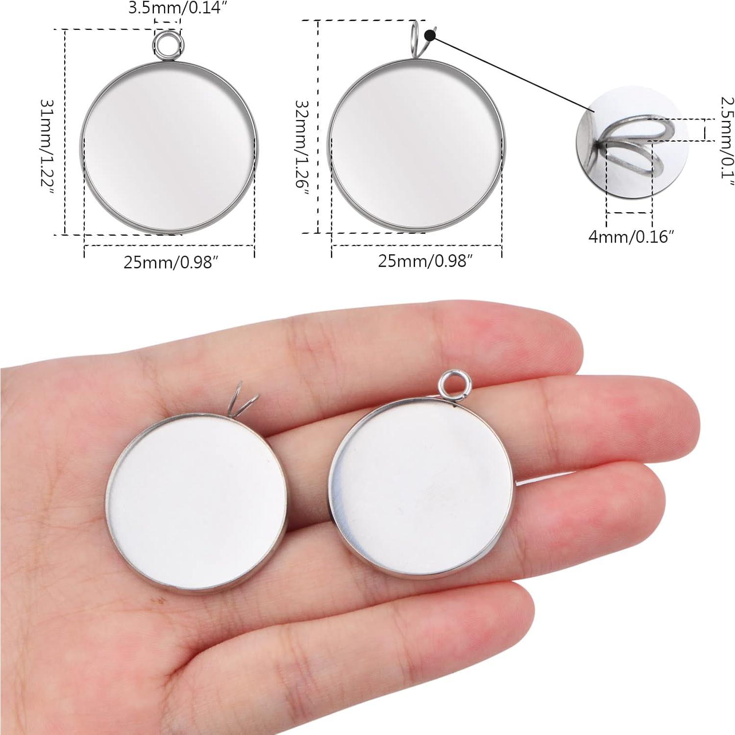 20 Bandejas de Colgante Redondas KMOSPAD 25 mm Acero Inoxidable