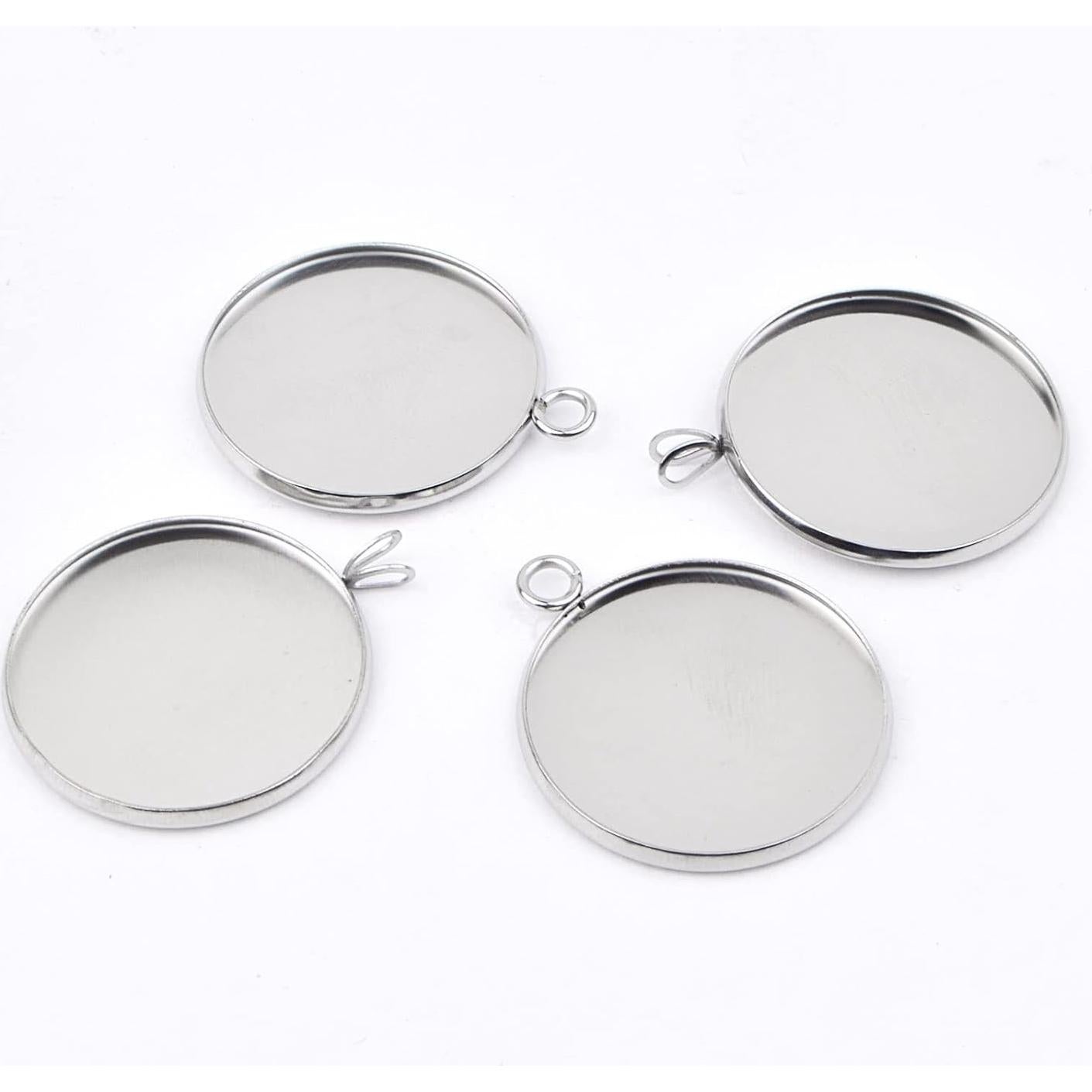 20 Bandejas de Colgante Redondas KMOSPAD 25 mm Acero Inoxidable