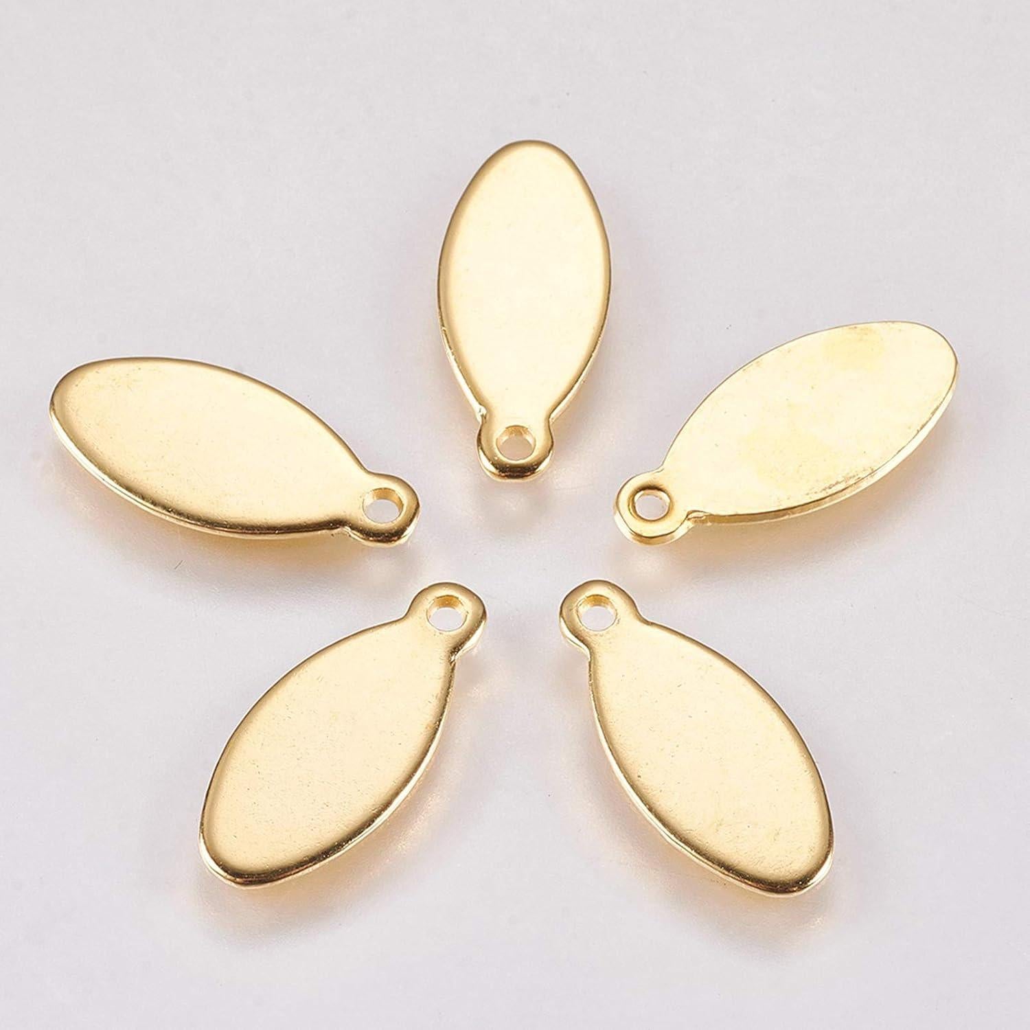 Etiquetas Ovaladas de Acero Inoxidable Fashewelry 100pcs 16x7mm