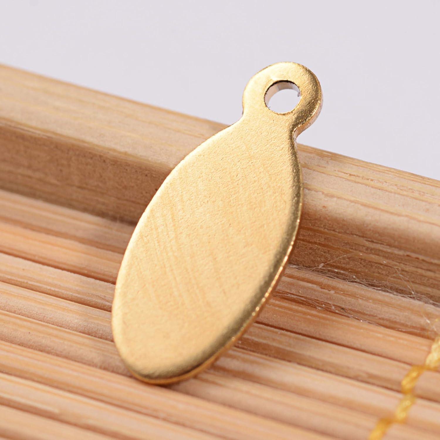 Etiquetas Ovaladas de Acero Inoxidable Fashewelry 100pcs 16x7mm