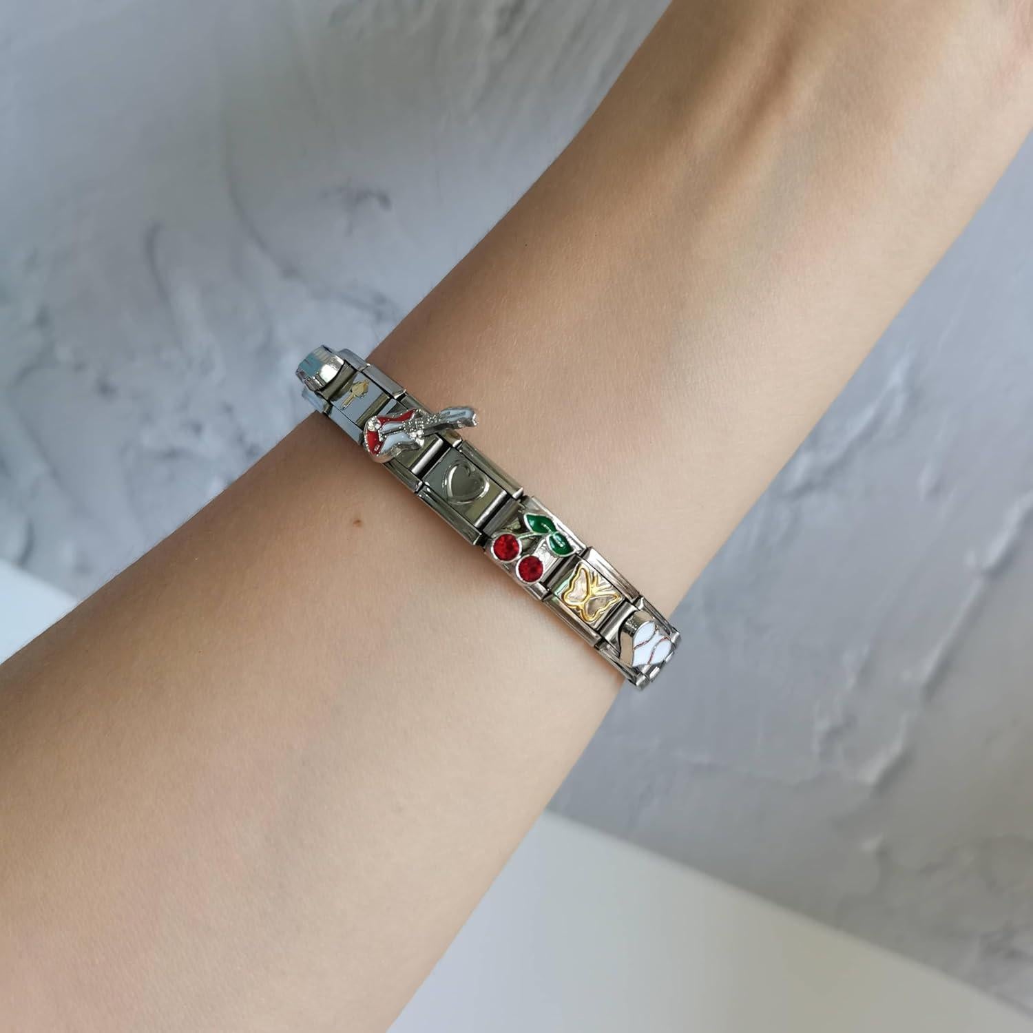 Pulsera de Encanto DIY Italiana 10 Pcs Acero Inoxidable