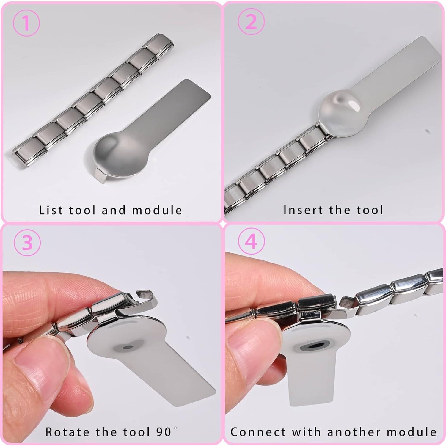 Pulsera de Encanto DIY Italiana 10 Pcs Acero Inoxidable