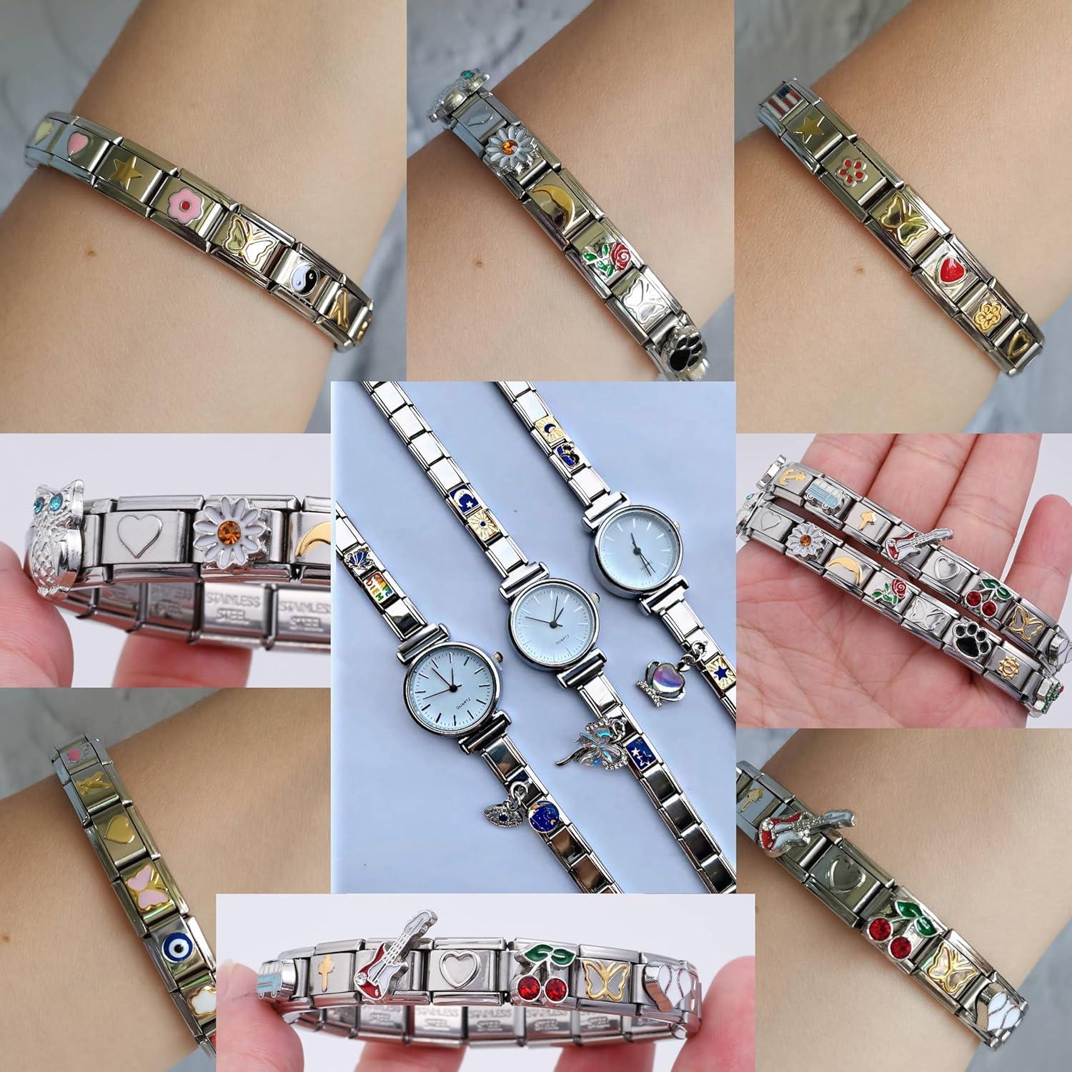 Pulsera de Encanto DIY Italiana 10 Pcs Acero Inoxidable