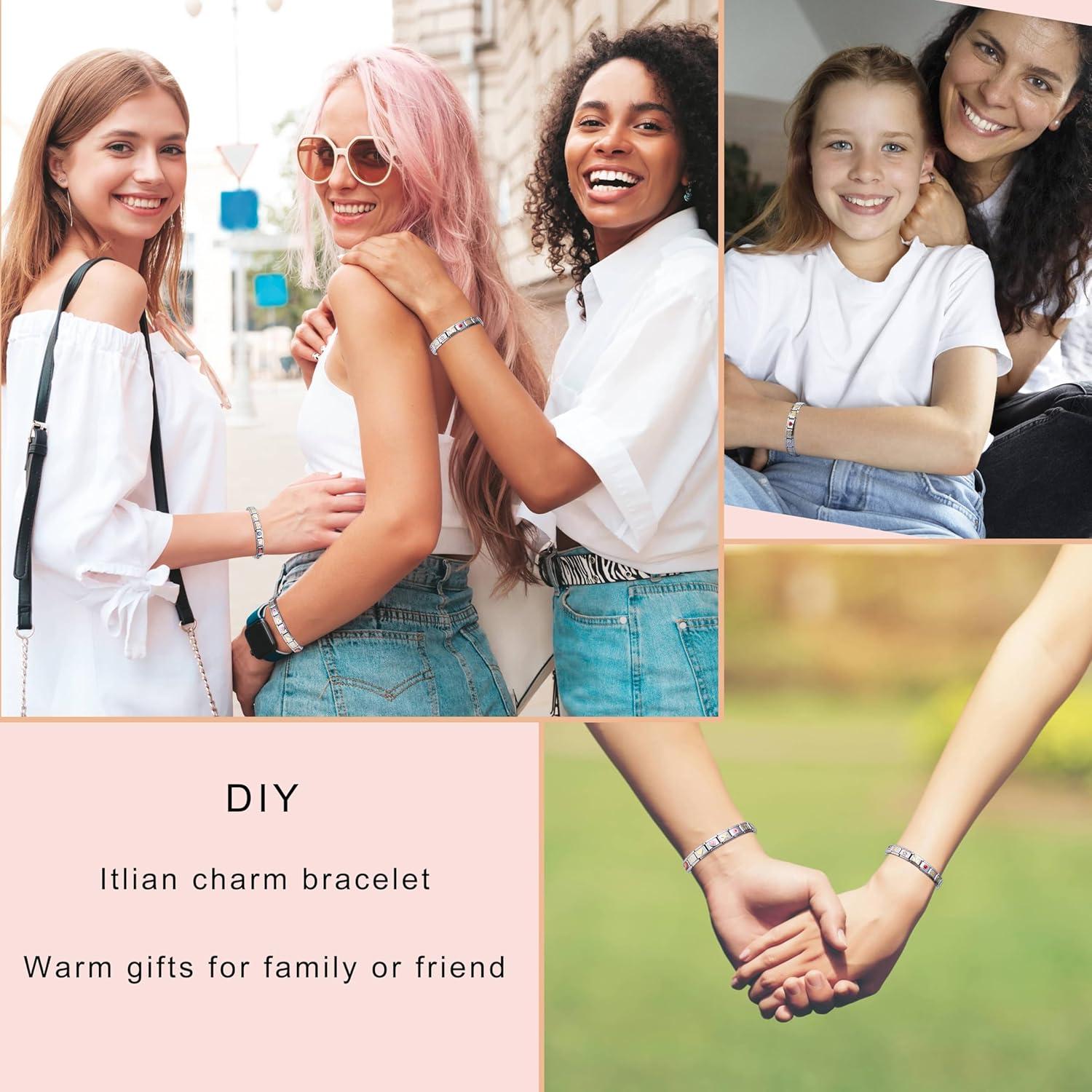 Pulsera de Encanto DIY Italiana 10 Pcs Acero Inoxidable