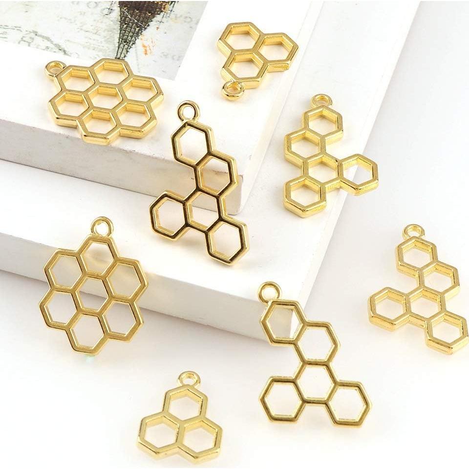 Colgantes de Bezel Abierto Luckycivia 15 Pcs Panal de Abeja