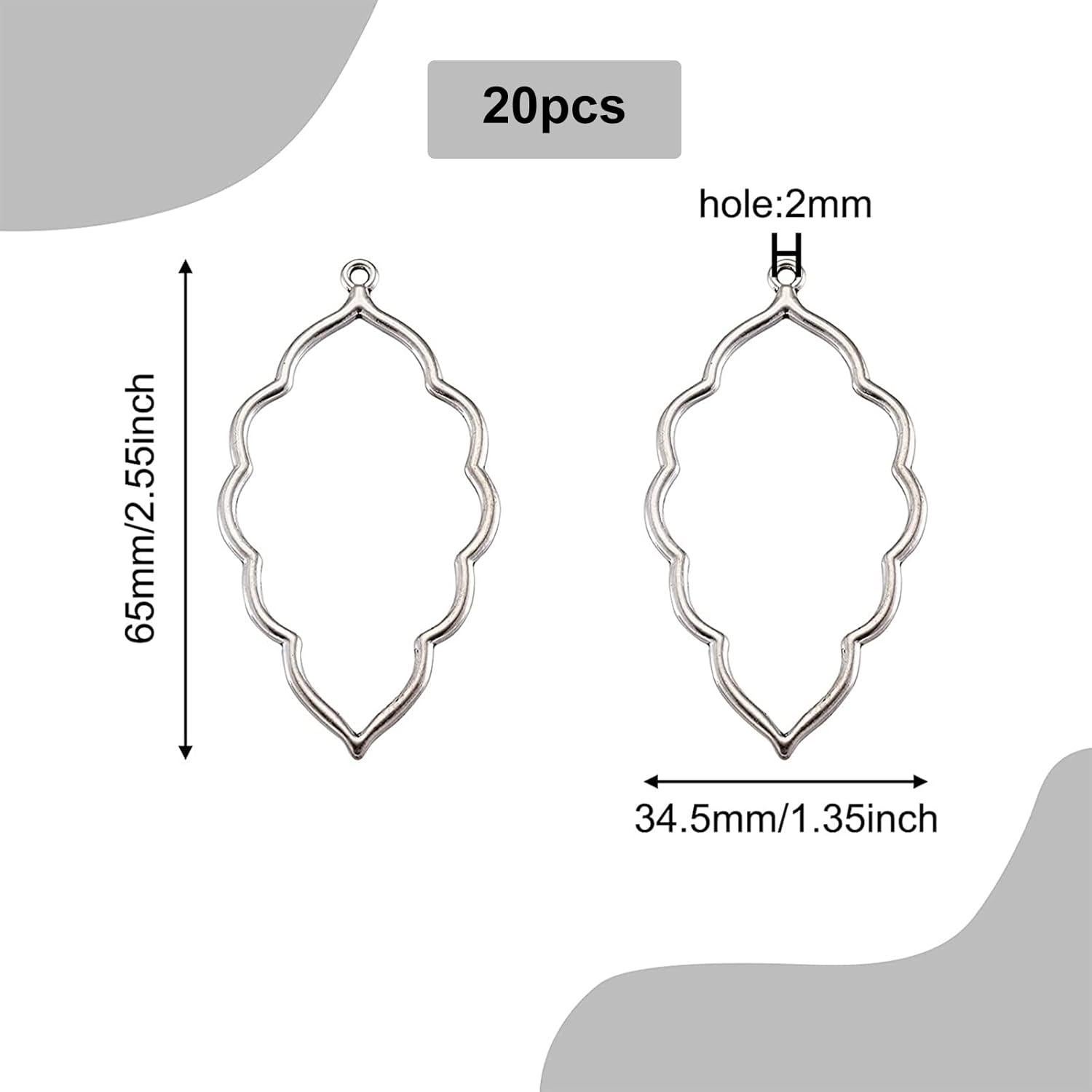 20 Pendientes Abiertos CHGCRAFT Aleación Hoja 65x35mm DIY