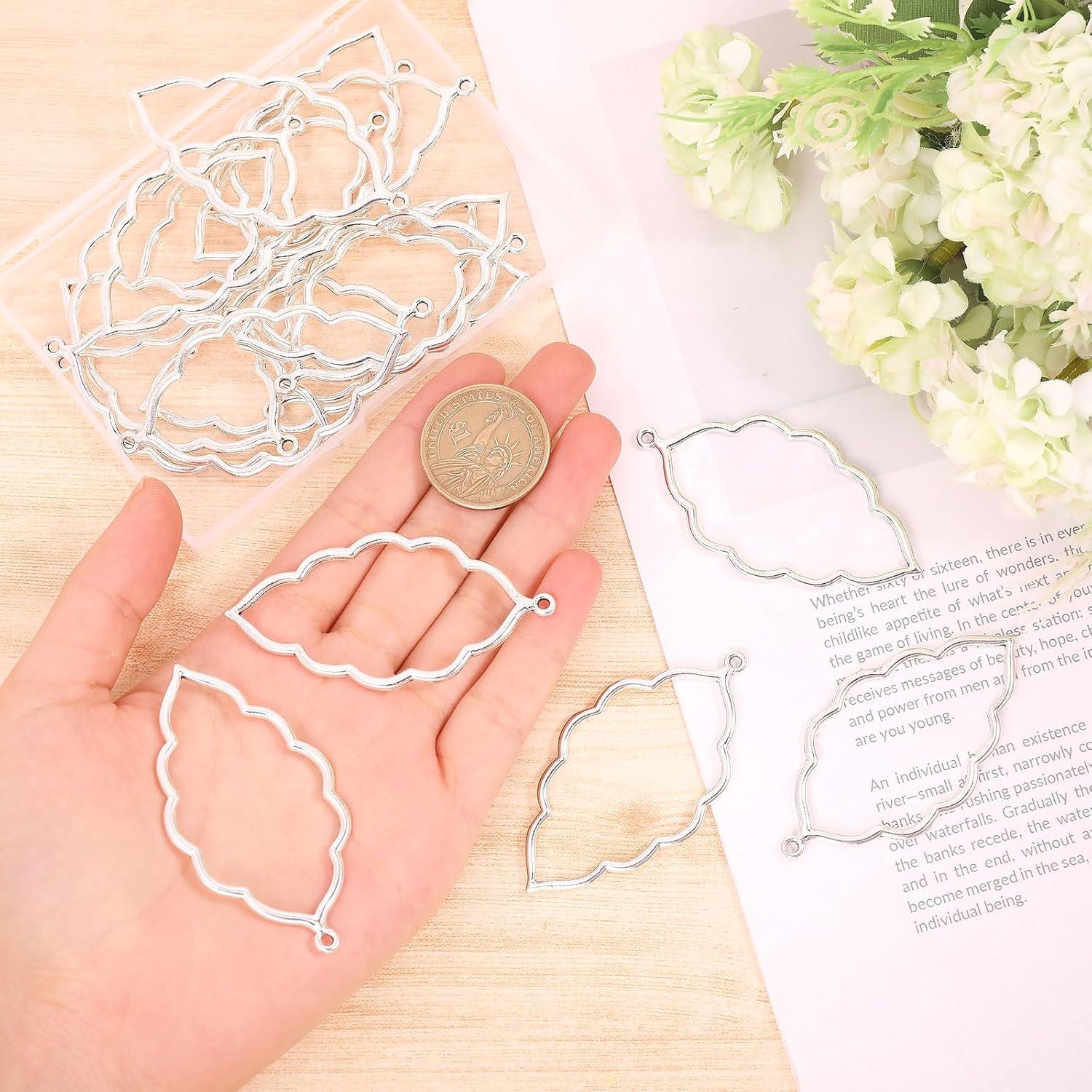 20 Pendientes Abiertos CHGCRAFT Aleación Hoja 65x35mm DIY